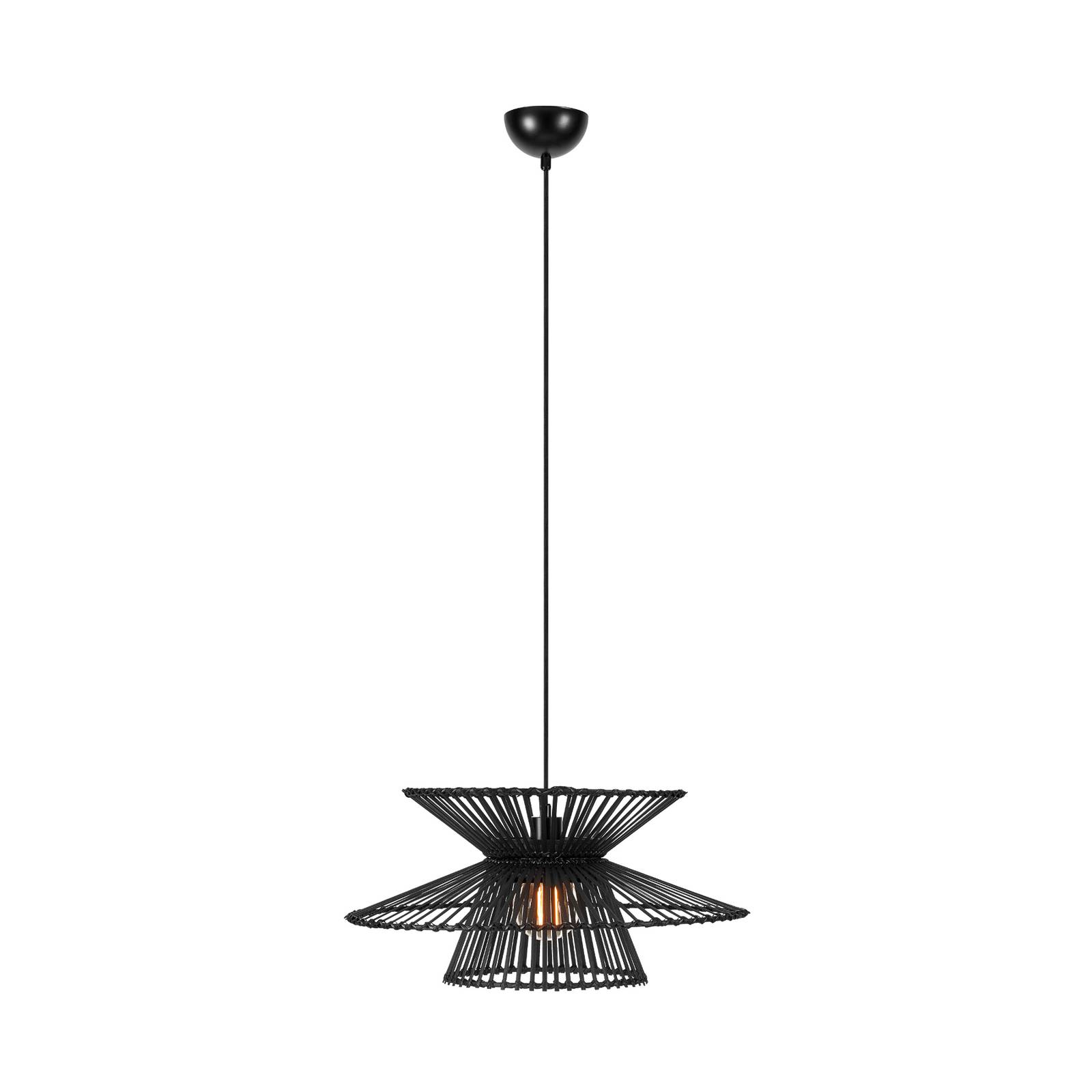Hängelampe Duplici, schwarz, Bambus, Ø 57 cm, E27
