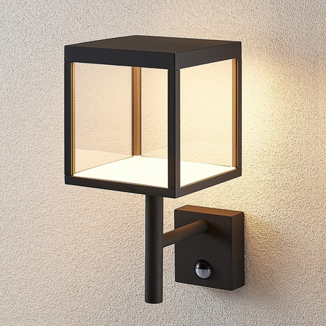 LED-Außenwandleuchte Cube, graphit, mit Sensor