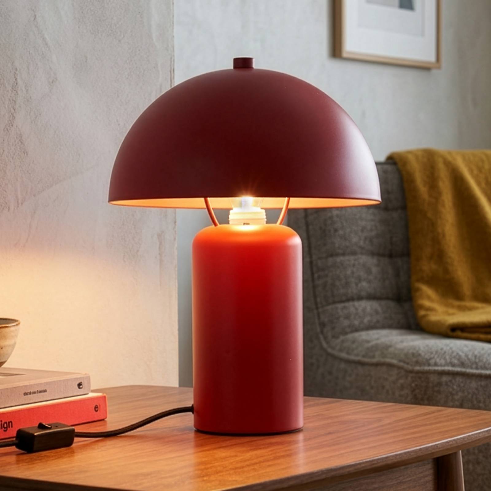 Bordlampe Enya, rød, metall, høyde 25,5 cm, E14