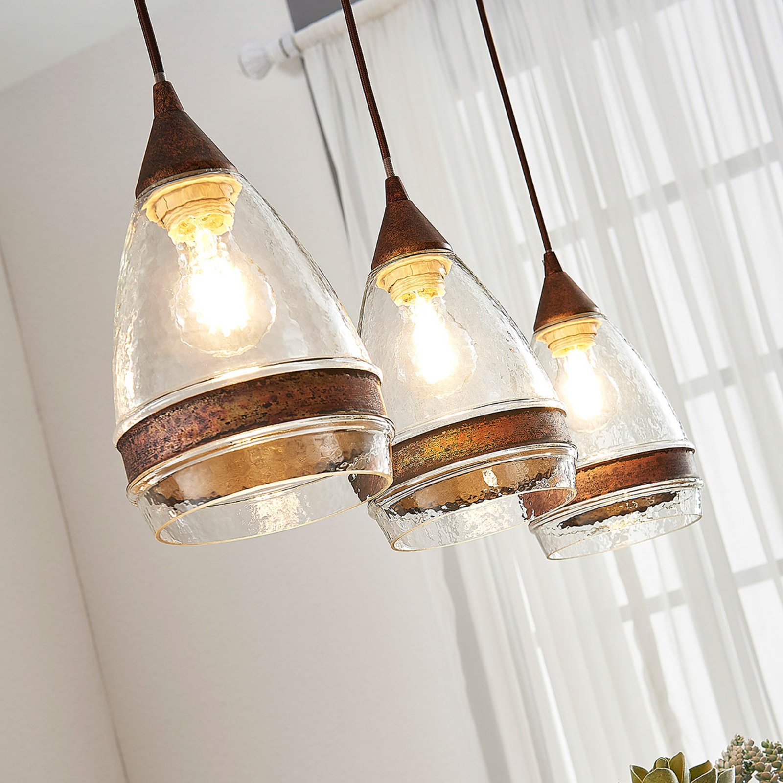 Millina 3 Pendant Rust/Clear - Lindby
