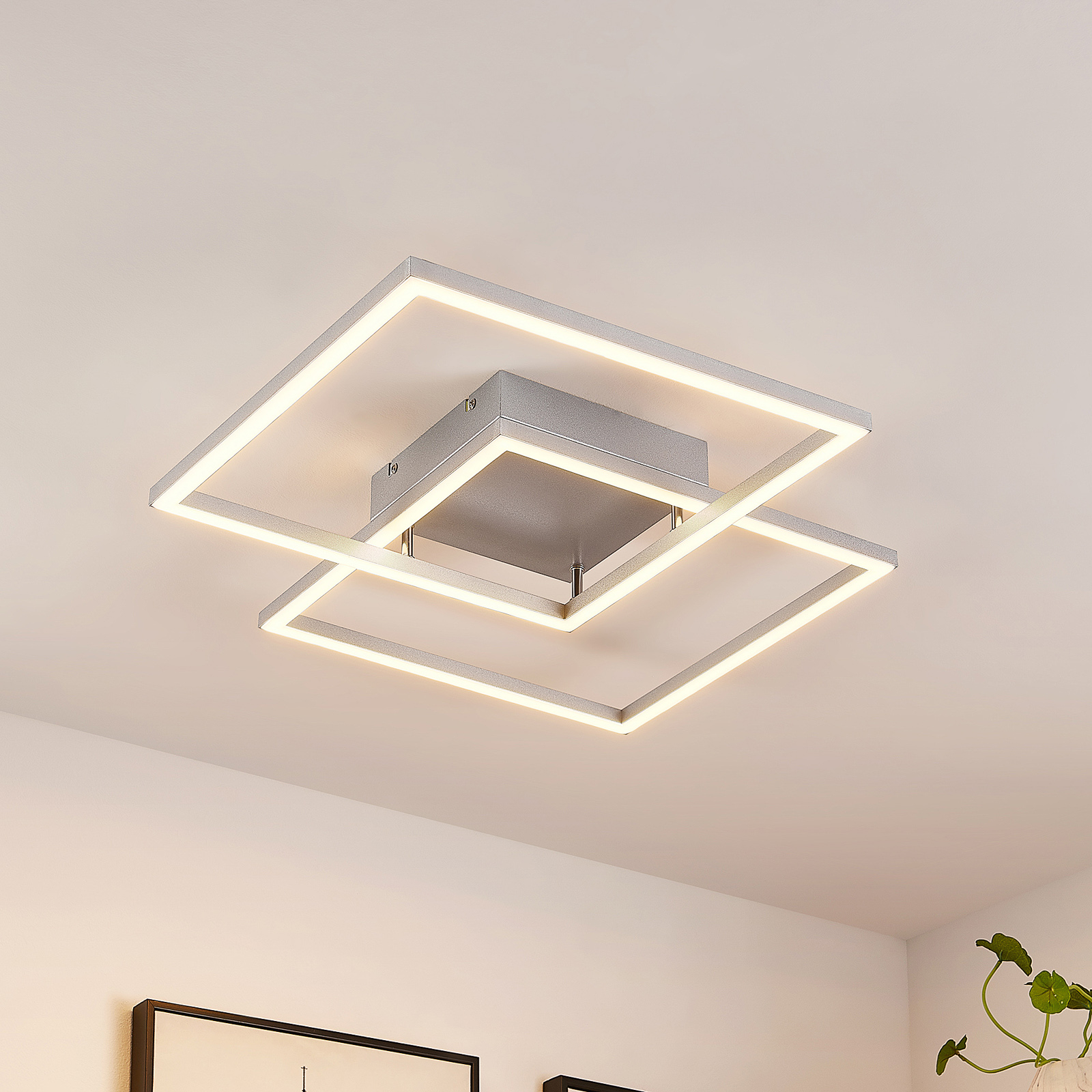 Lucande Muir LED-taklampe, kvadratisk, CCT