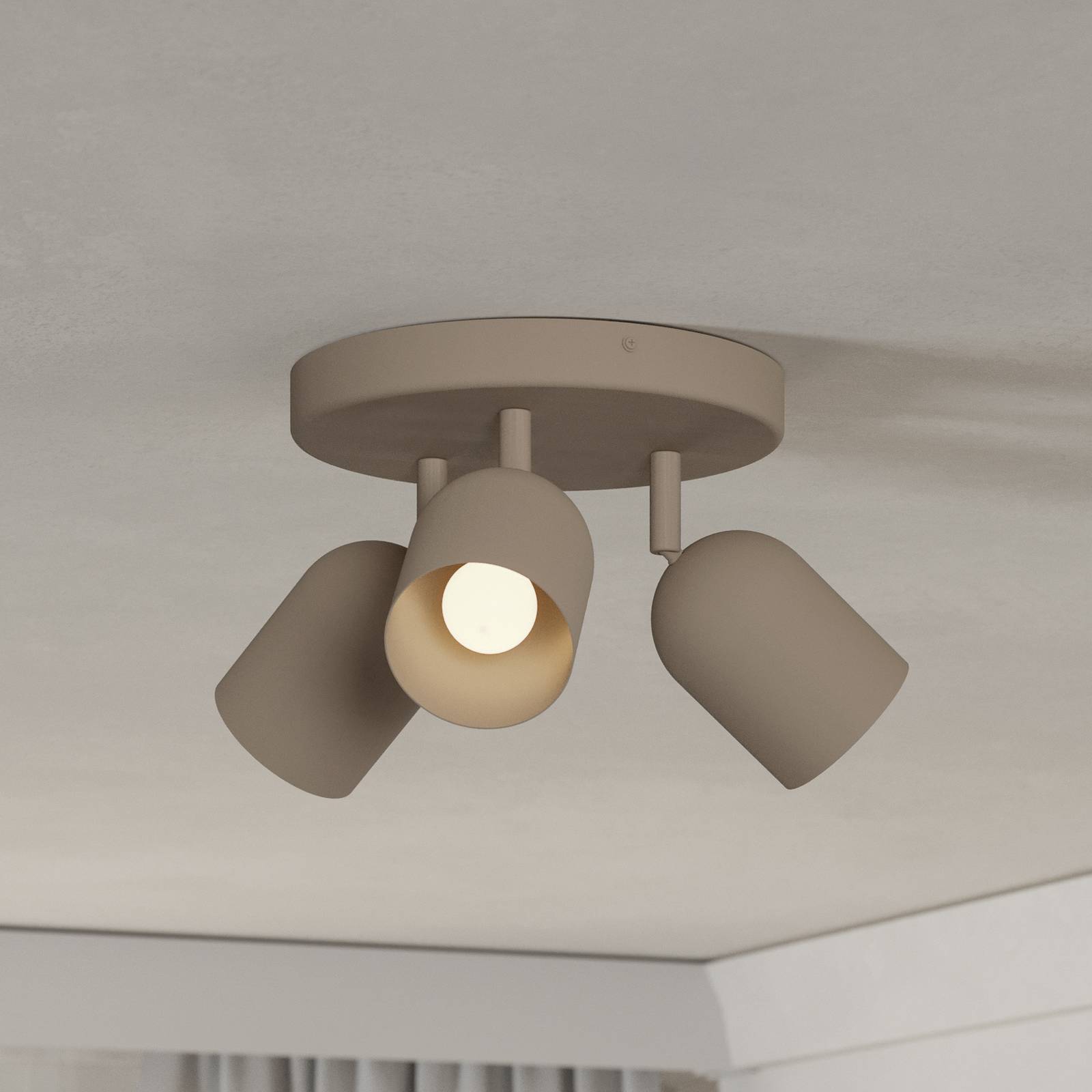 EGLO Spot pour plafond Tilston, beige, Ø 25 cm, à 3 lampes, acier