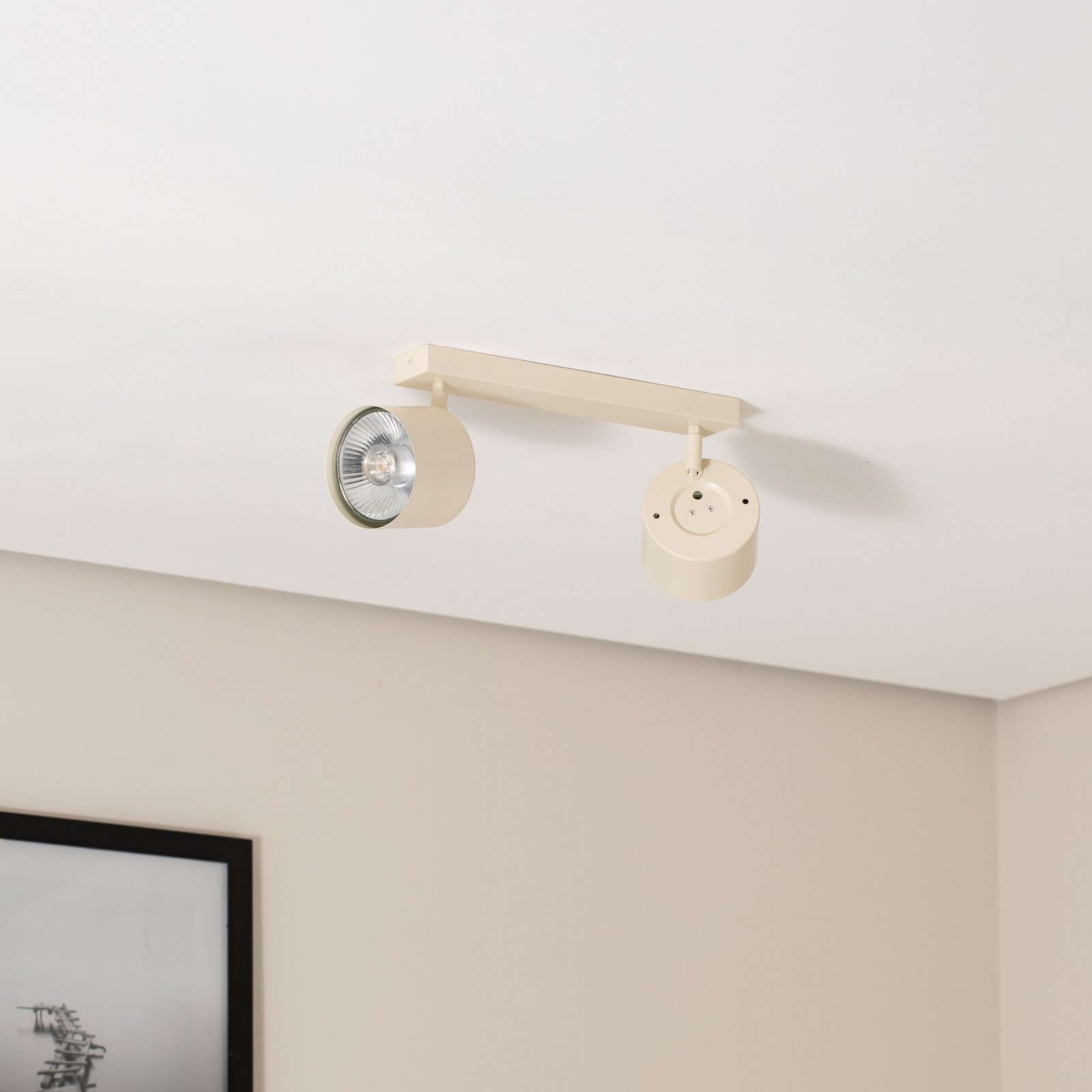 Takspotlight Chloe justerbar med 2 lampor, beige