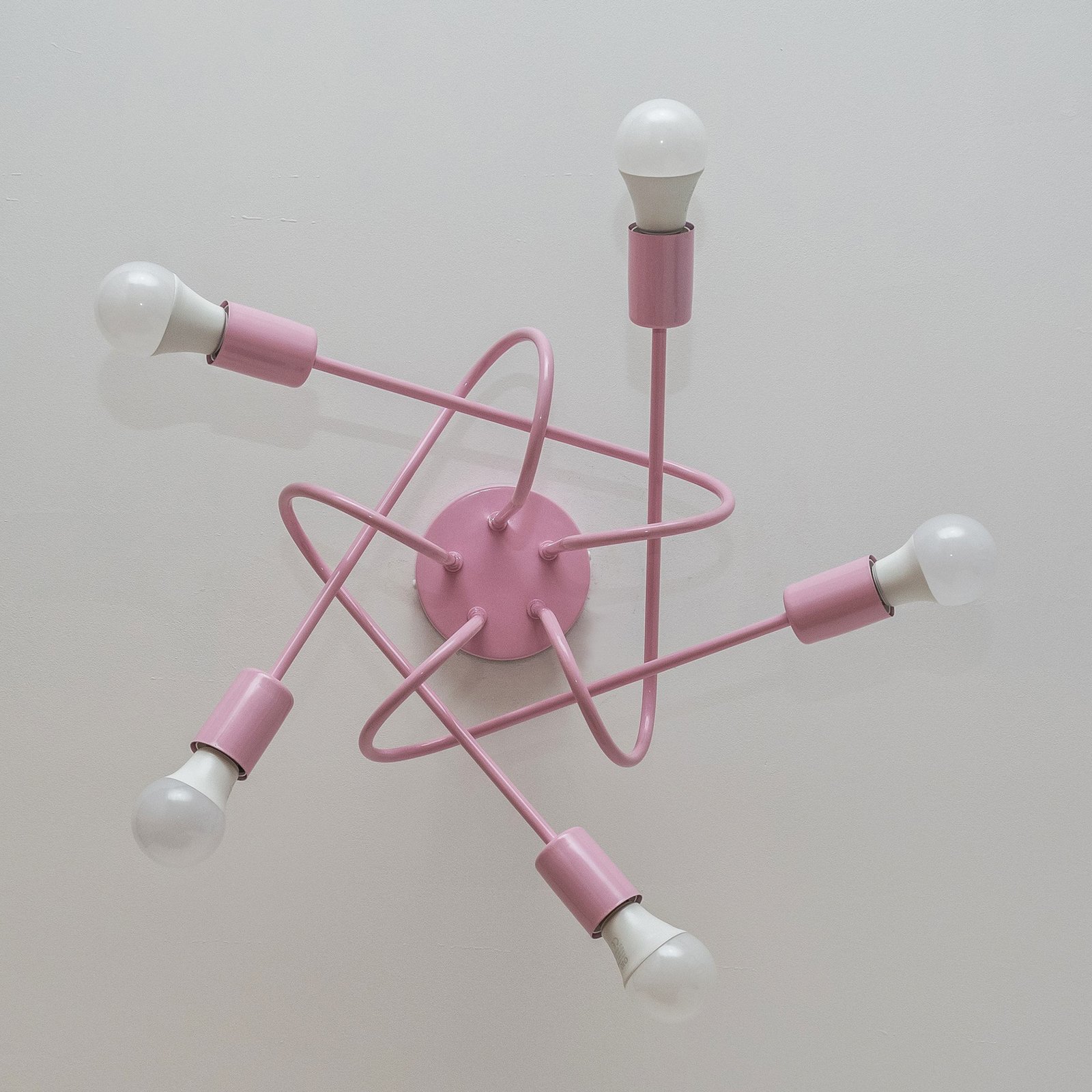 Oxford ceiling light, light pink, Ø 47 cm, metal, 5-bulb