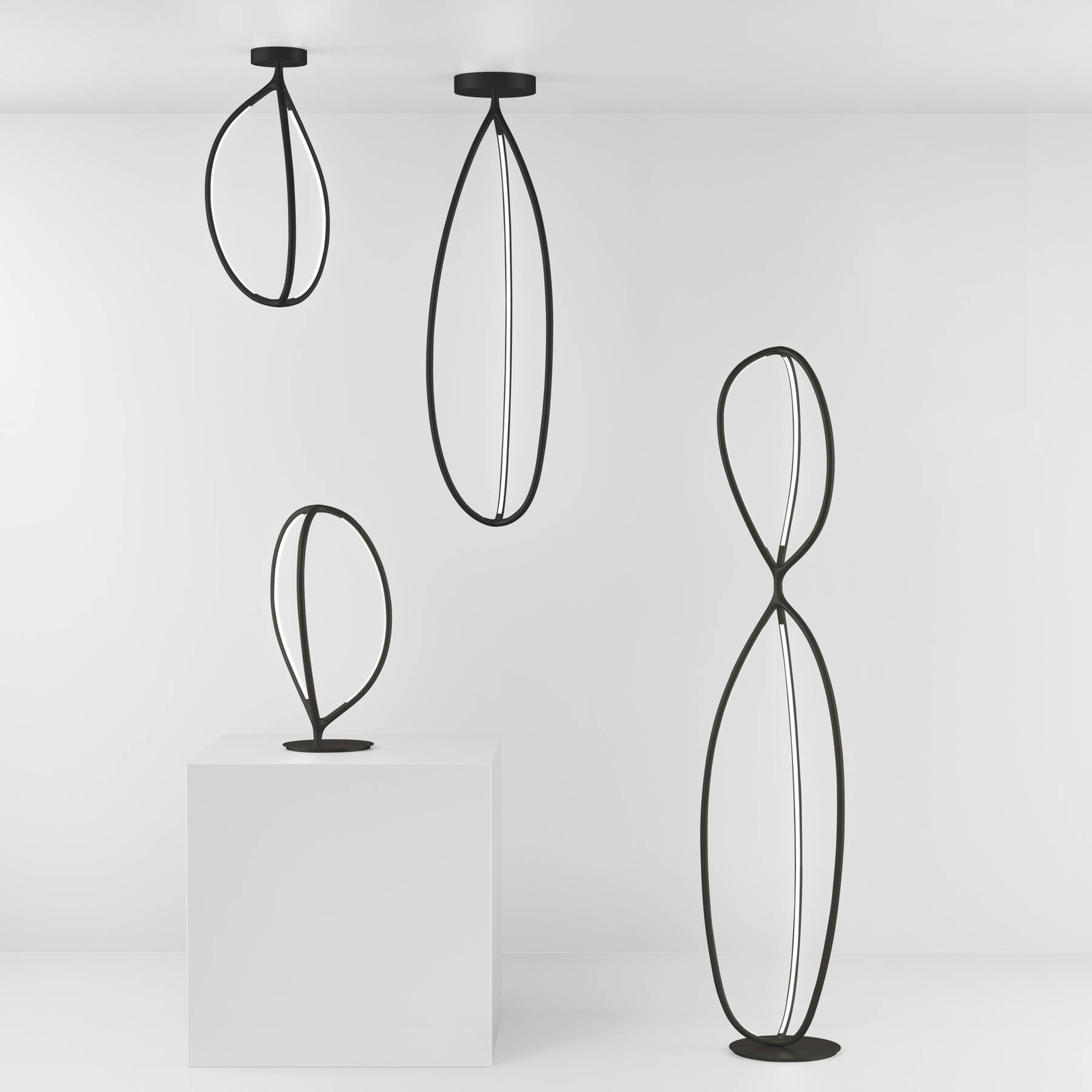 Lampa sufitowa Artemide Arrival, App, czarny, 130cm