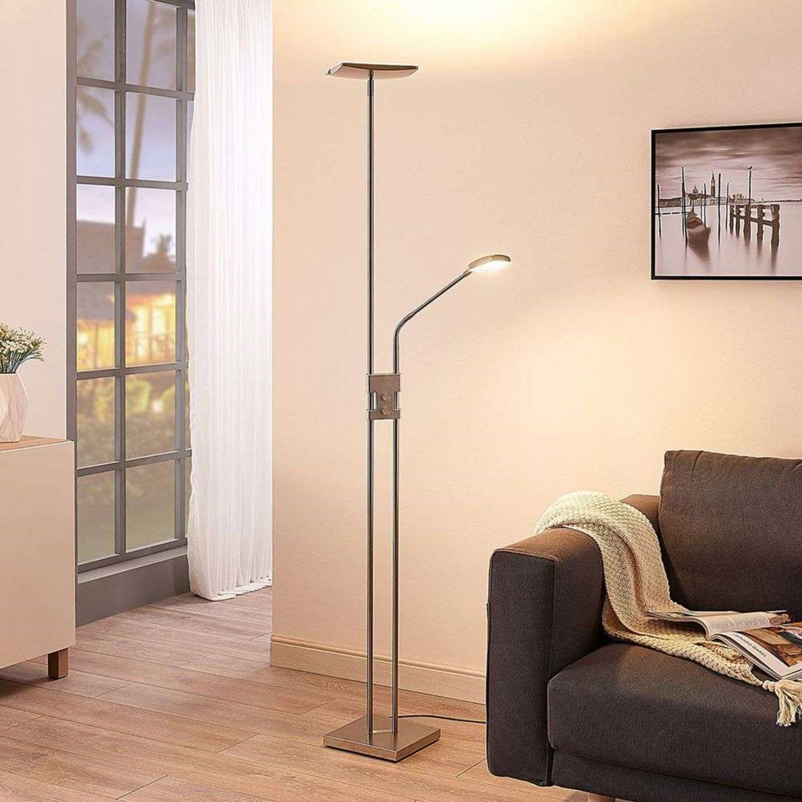 Jonne Floor Lamp Nickel - Lindby