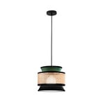 Gazebo hanging light, green/black/natural, Ø 26 cm, fabric/rattan
