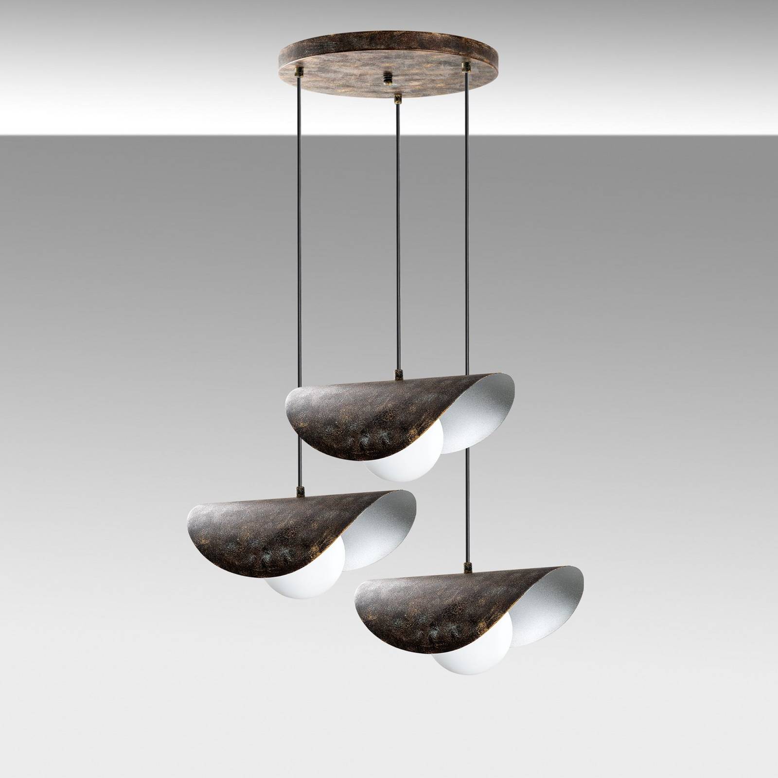 Żyrandol Vatoz, 3-punktowa, czarny, Ø 50 cm, metal