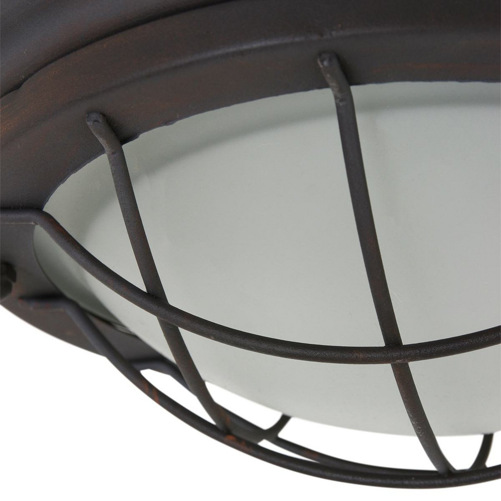 Deckenleuchte Lisanne, braun, Ø 29 cm, Metall, Glas, E27