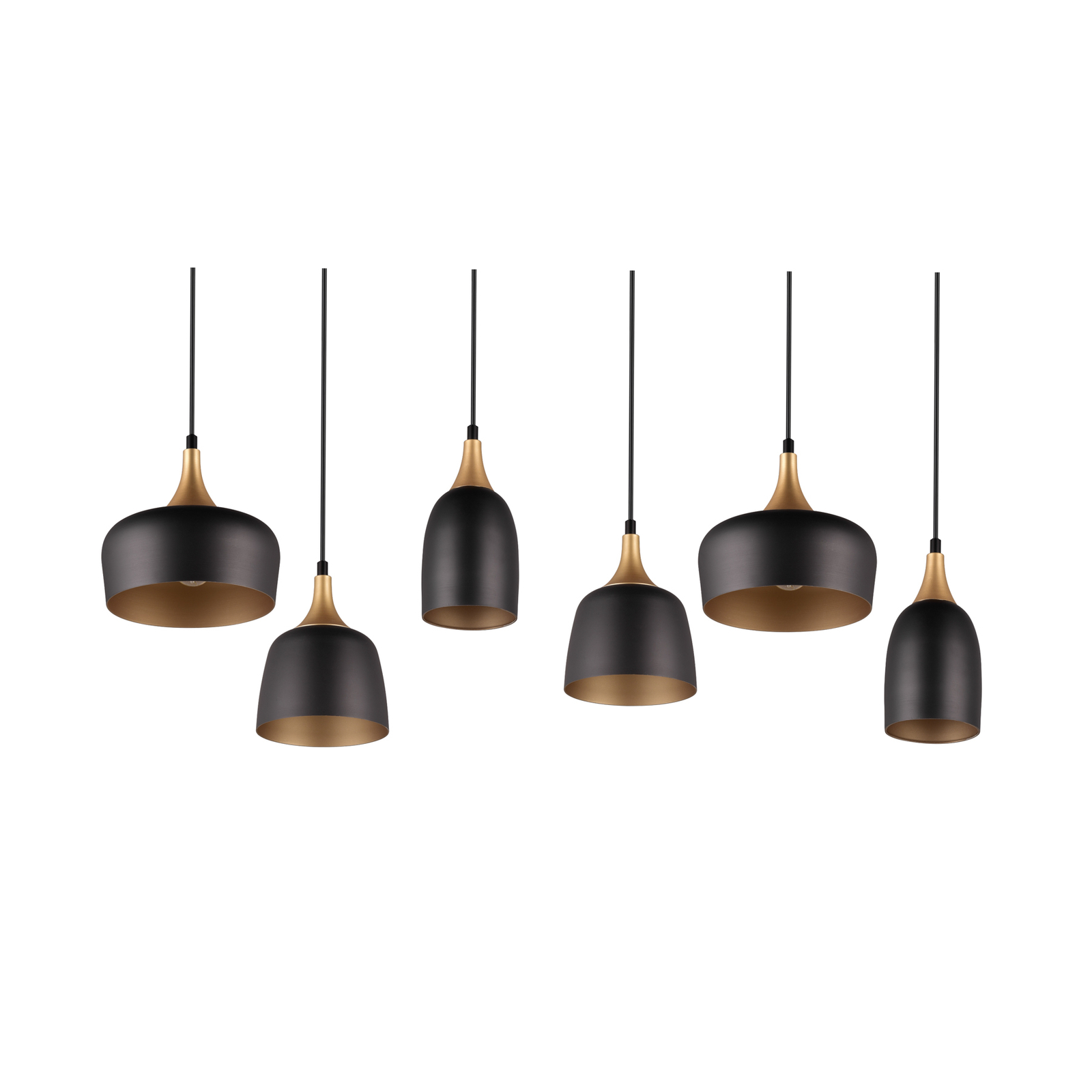 Chiraz pendant light, 6-bulb, black/gold