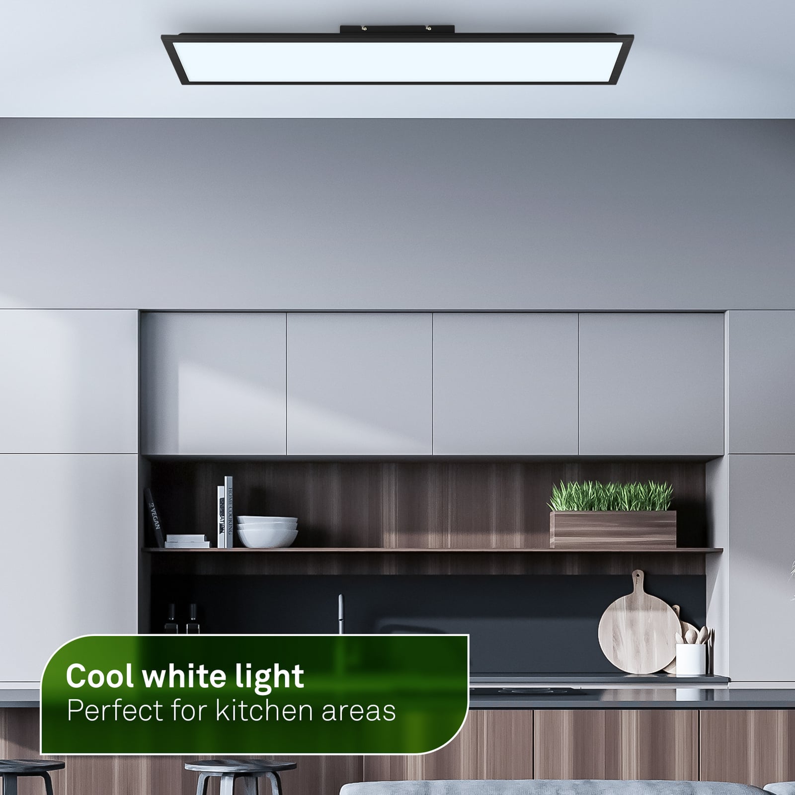 Piatto A LED panel, black, 100 x 25 cm, remote control, 12.6 W