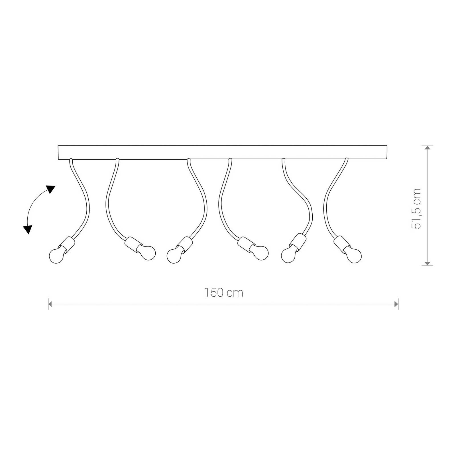 Lampa sufitowa Flex podłużna 6-punktowa czarna