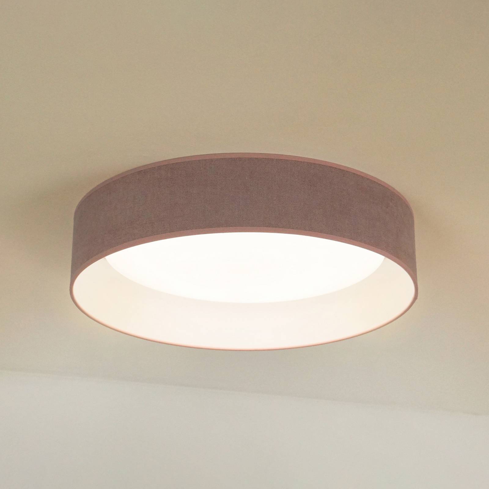 Lampa sufitowa LED Plafon, różowy, tkanina, Ø 45 cm, ściemniany 3-stopniowo