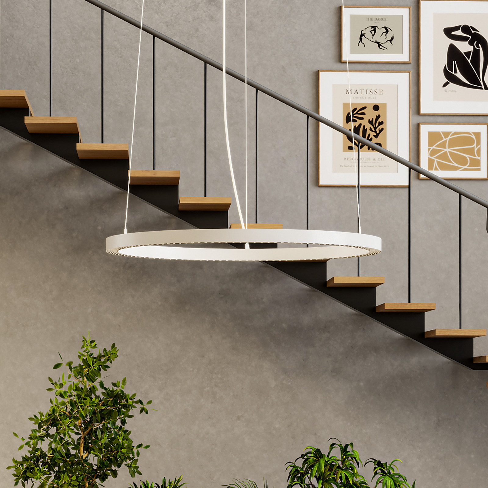 Molto Luce Lampă suspendată LED PERFORA PRO L Ø 91 cm albă DALI up/down CCT - Camera de zi / sufragerie - Modern - Aluminiu