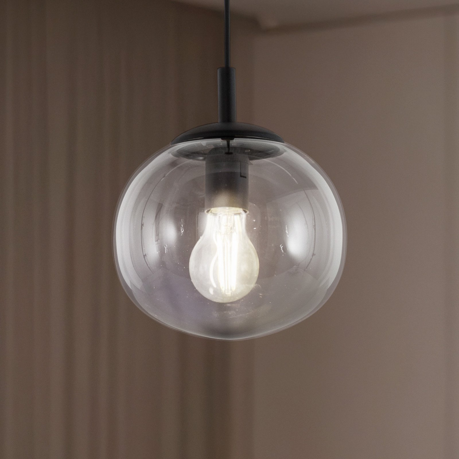 TK Lighting Lampă suspendată Vibe sticlă gri-grafit-transparentă Ø 20 cm - Camera de zi / sufragerie - modern - gri grafit-transparent negru