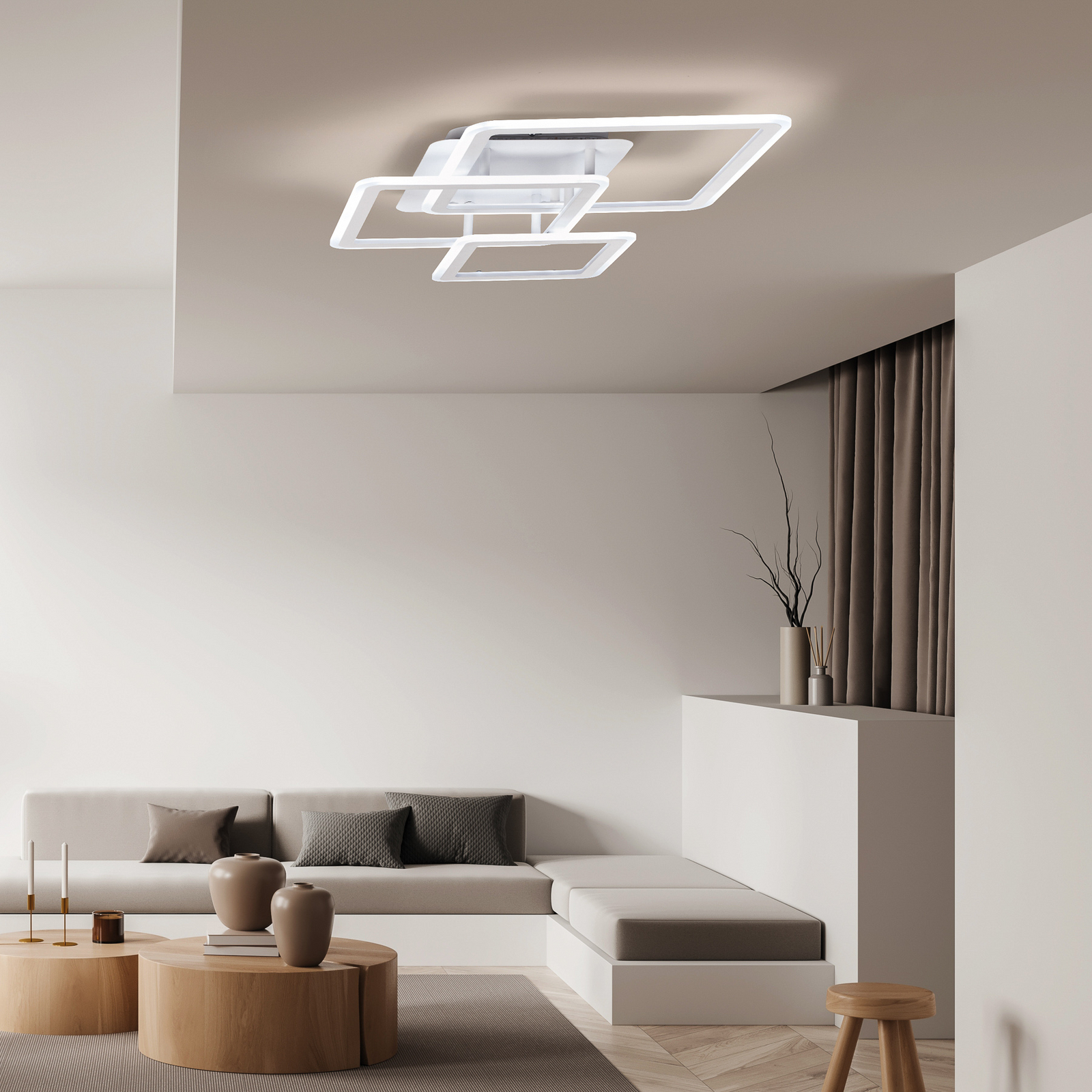 LED-laelamp Gelder, liivvalge, pikkus 65 cm, metallist, RGBW, CCT LED-laelamp Gelder, liivvalge, pikkus 65 cm, metallist, RGBW, CCT