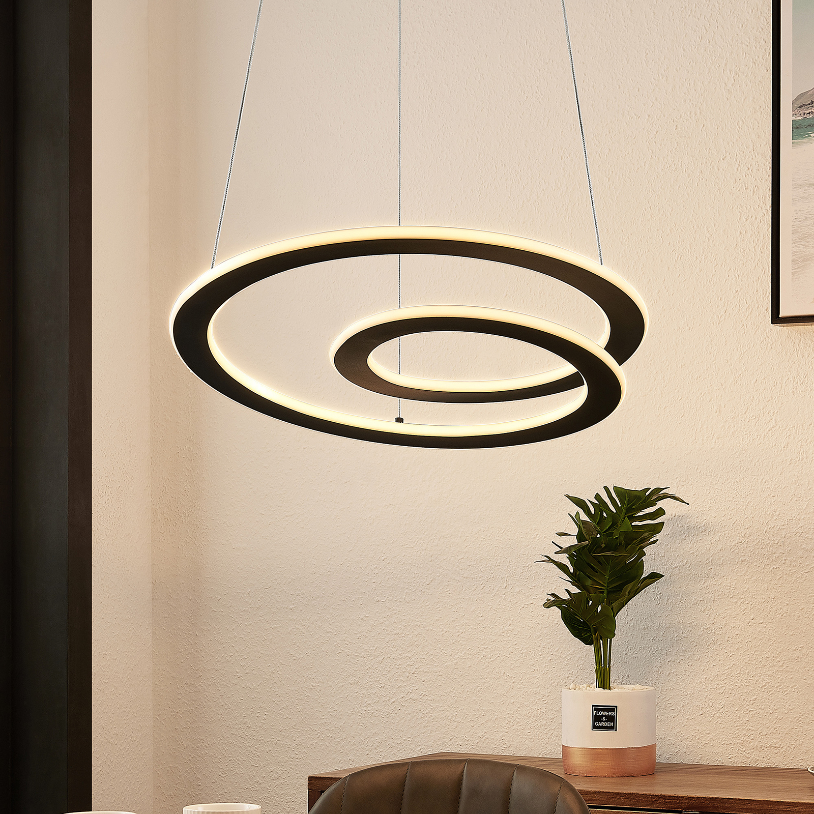 Lindby Cilija LED-hengelampe, dimbar, Ø 52 cm