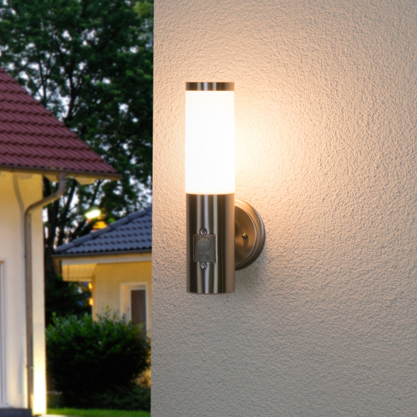 Kristof sensor LED-udendørsvæglampe, rustfrit stål