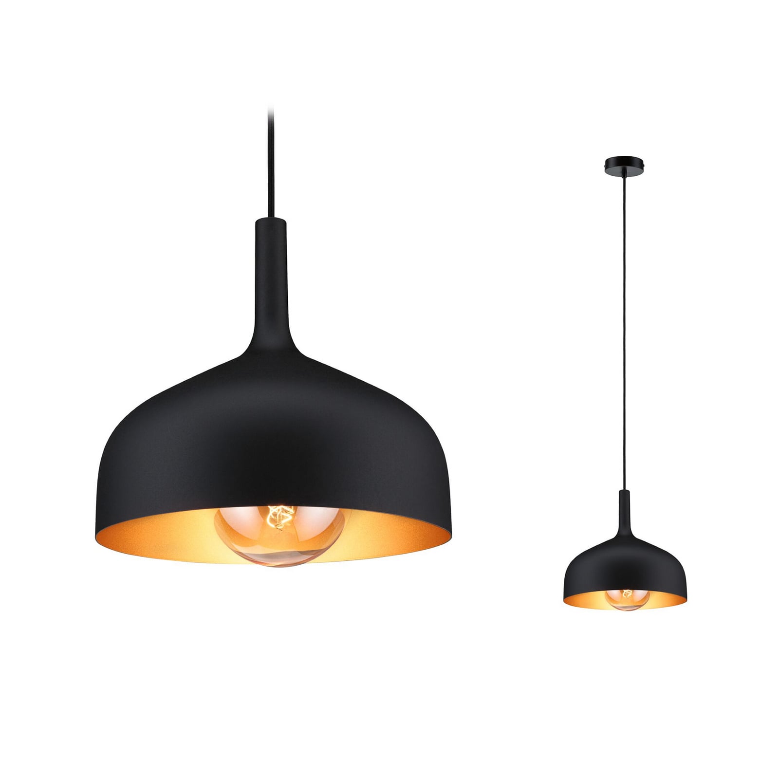 Paulmann Hängelampe Embla II, schwarz-gold, Ø 30 cm, Metall Paulmann Hängelampe Embla II, schwarz-gold, Ø 30 cm, Metall