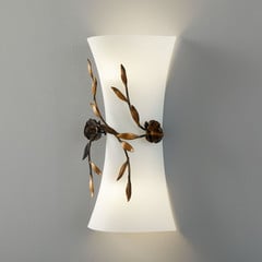 Aplique de pared rosa con pantalla de cristal