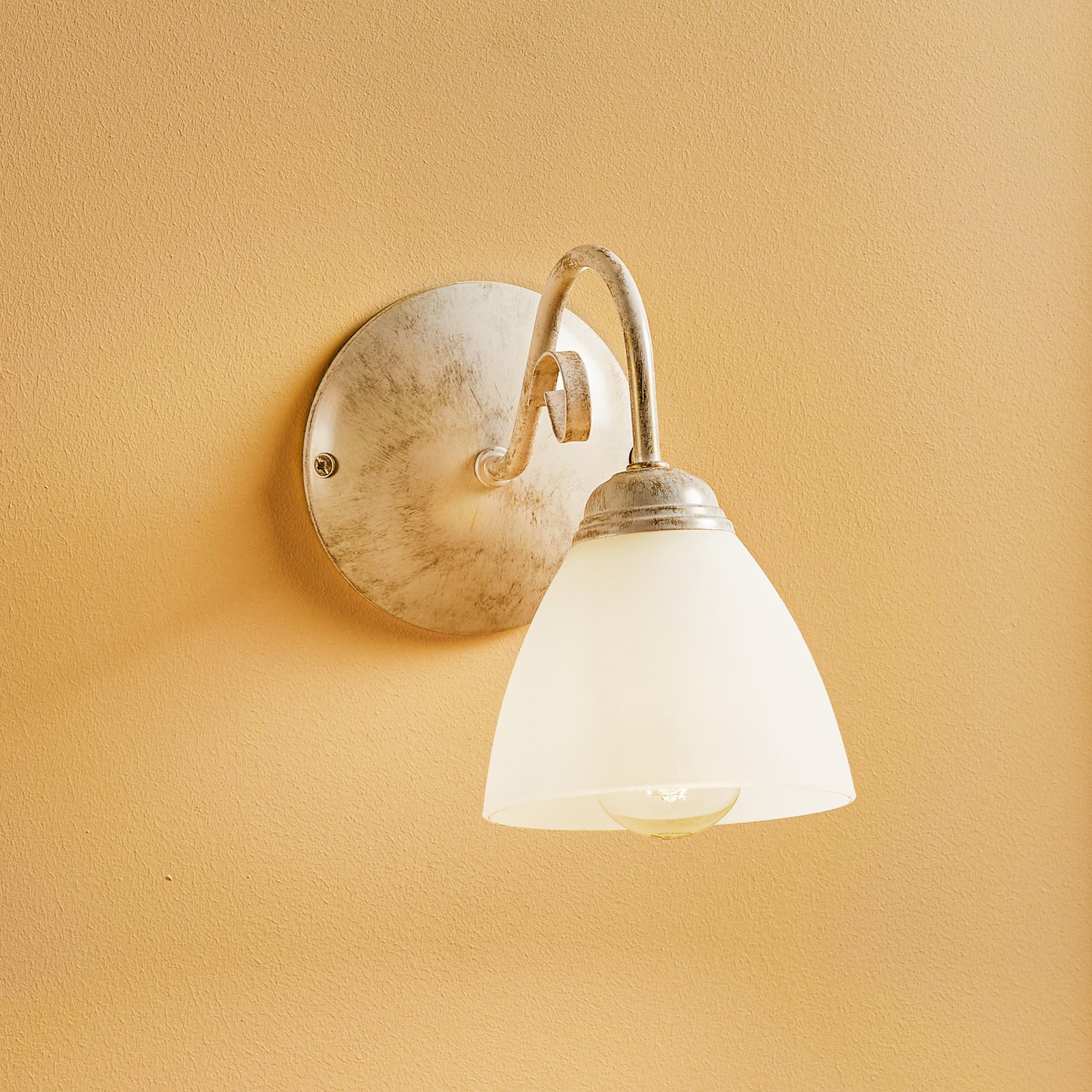 Adoro wall light with a glass lampshade, white