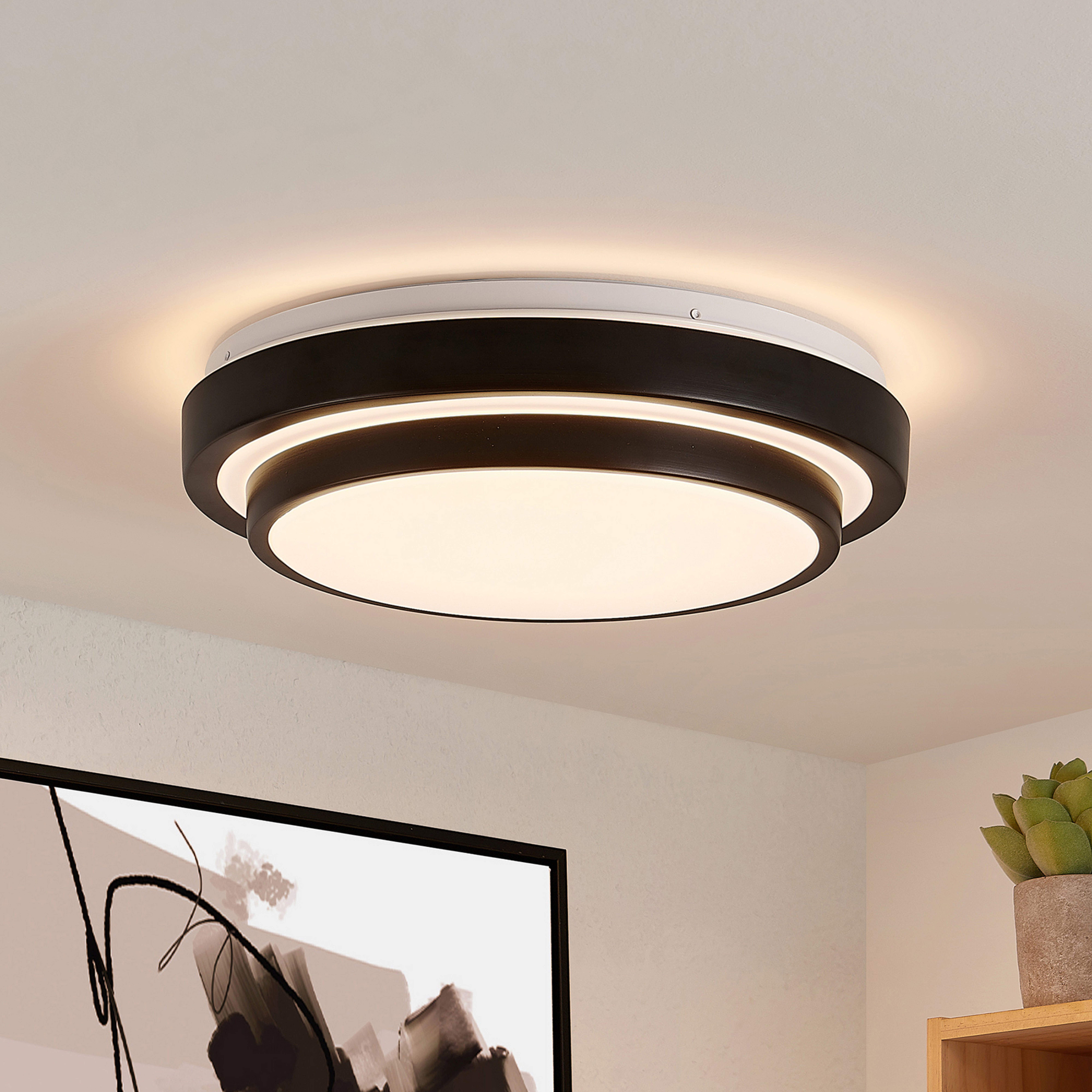 Lindby Youri LED-Deckenleuchte, rund, schwarz