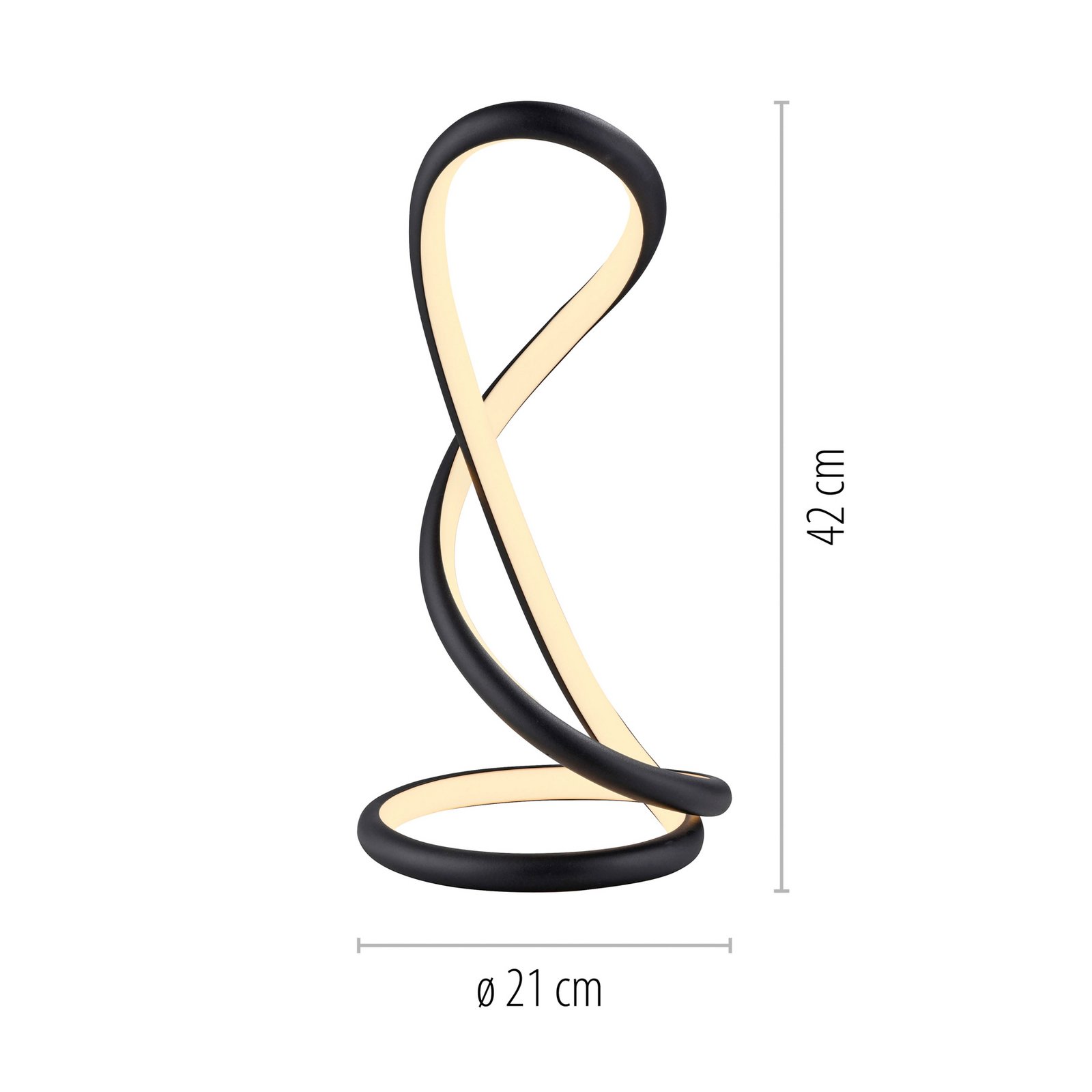 Paul Neuhaus LED stalo lempa Twist, juoda, aukštis 42 cm