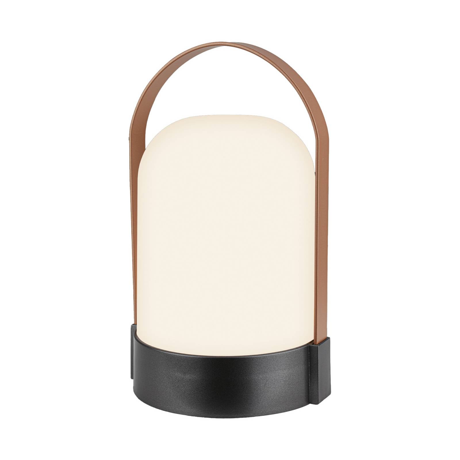 LED-Akku-Tischlampe ASA BIG, anthrazit/braun Höhe 24 cm IP44