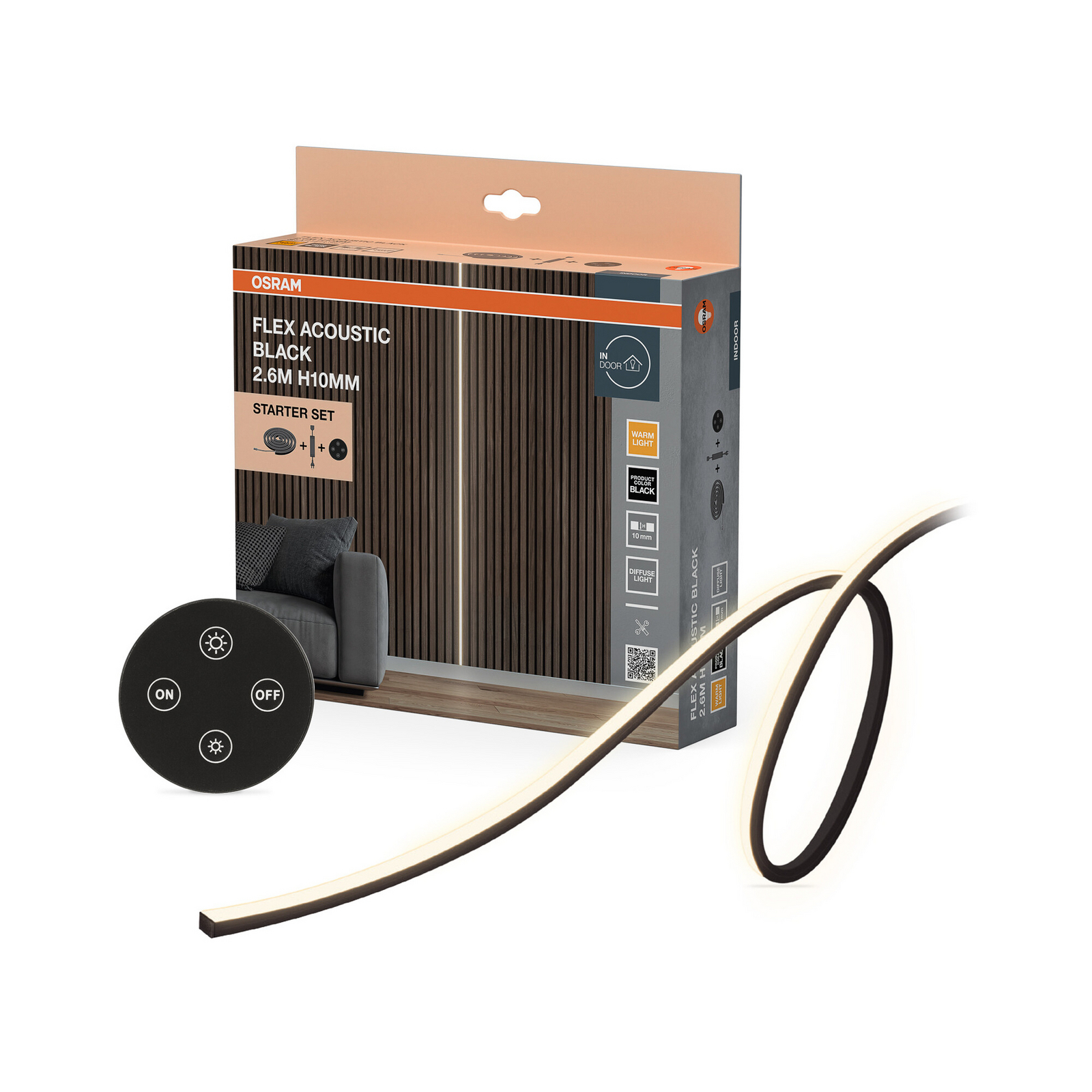 OSRAM LED lente FLEX ACOUSTIC, sākuma komplekts, 260 cm, 10 mm OSRAM LED lente FLEX ACOUSTIC, sākuma komplekts, 260 cm, 10 mm