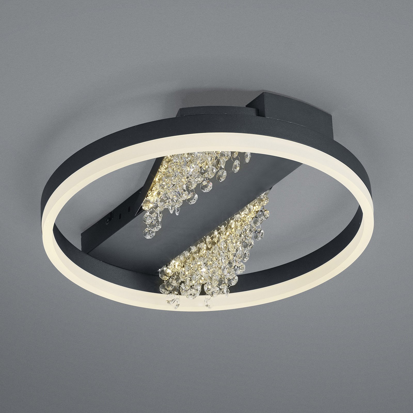 HELL LED plafonieră Dunja cu aspect de cristal negru - Camera de zi / sufragerie - modern - negru auriu transparent - Metal