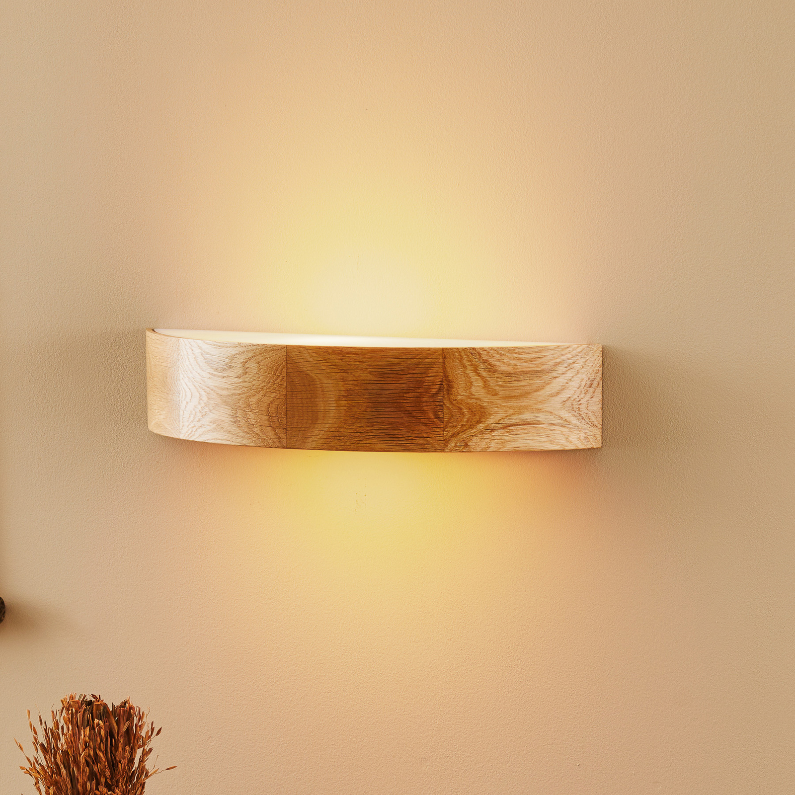 Envostar Kerio wall lamp, width 40.5 cm, oak