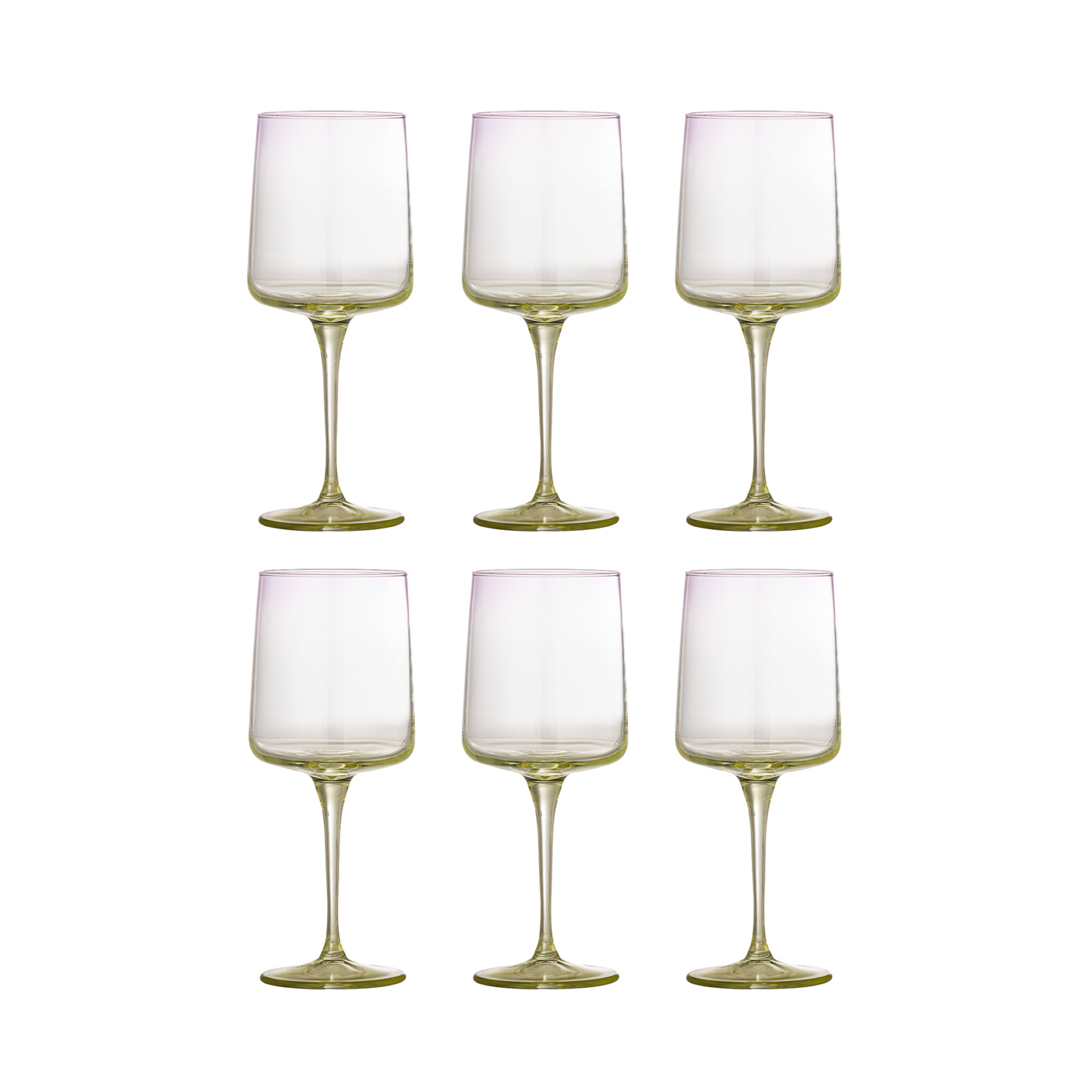 Conjunto de 6 copos de vinho Luciana roxo/verde, 21 cm - Bloomingville