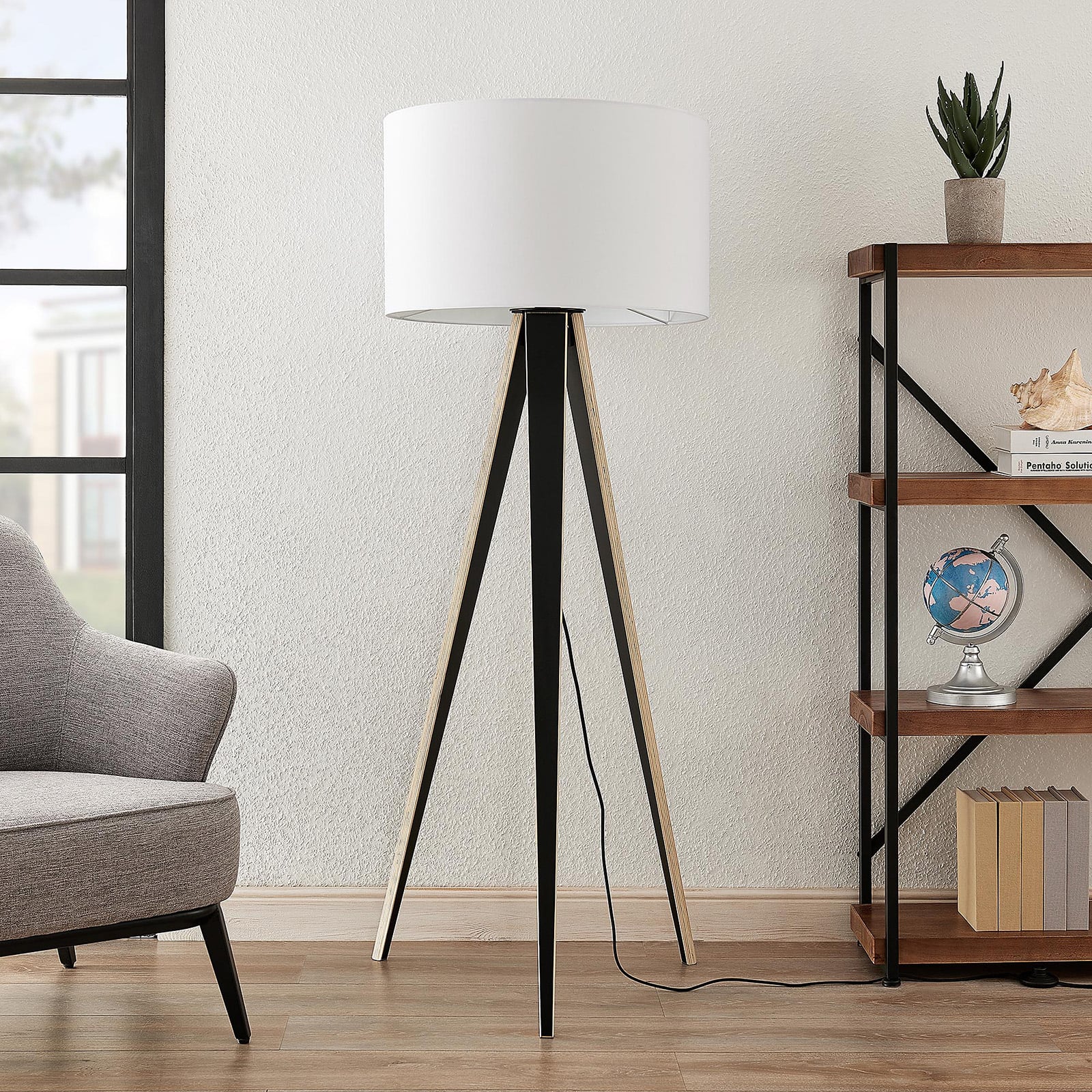 Bodhi Cylinder Tripod Stehleuchte White - Lucande