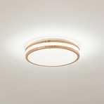 Lindby LED-Deckenlampe Emiva, Ø 39,5 cm, CCT, Holz