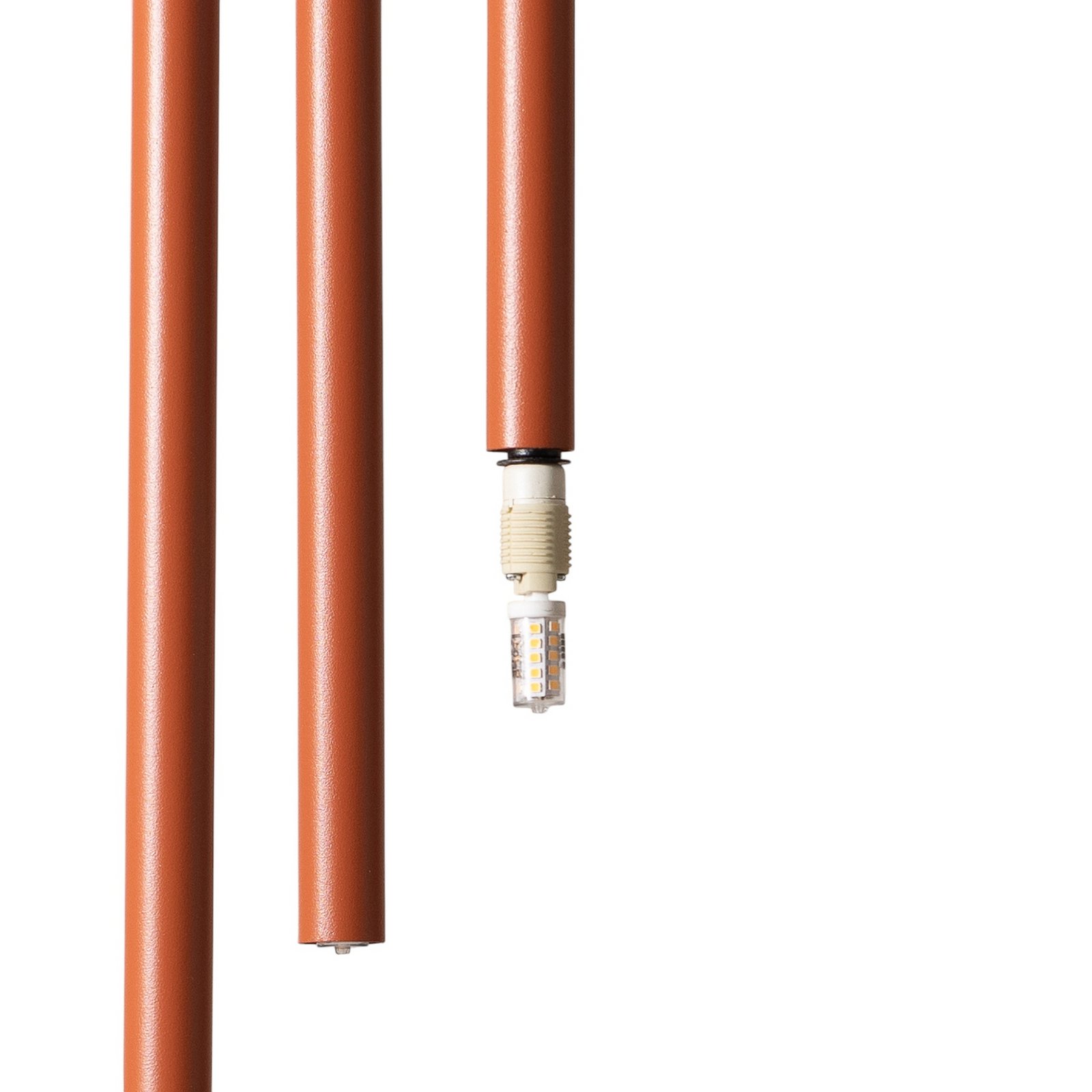Sopel 3 pendant light, brick red, round, 3-bulb, steel, G9