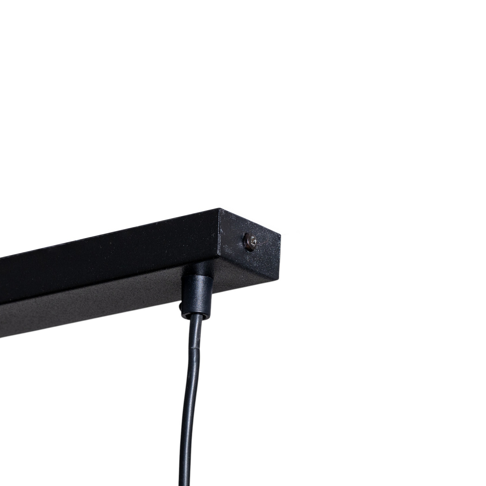 Seco hanging light, length 90 cm, black, metal/wood, 4-bulb.