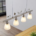Lindby pendant light Yannie, 4-bulb, 72cm, nickel/white, glass