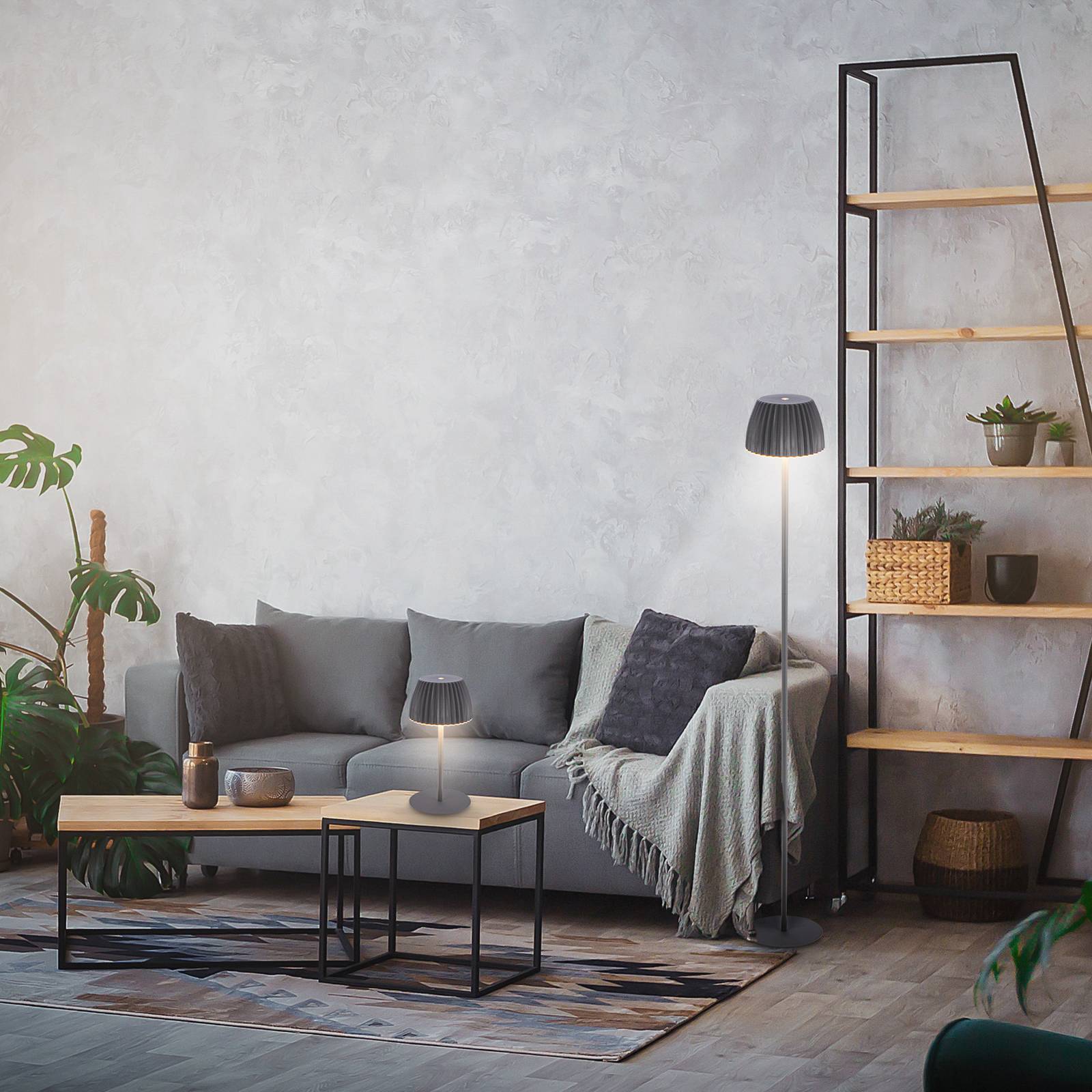 LED-Akku-Stehlampe Brilo unplugged Riffle, anthrazit günstig online kaufen