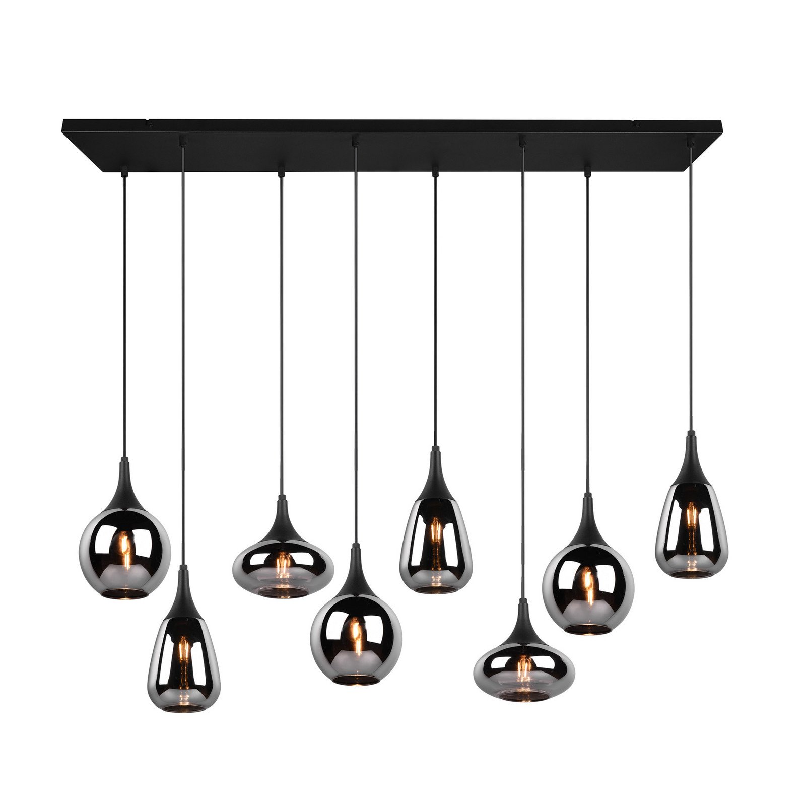 Trio Lighting Lampă suspendată Lumina 8 lumini negru/cromatic sticlă - Camera de zi / sufragerie - negru mat crom vaporizat