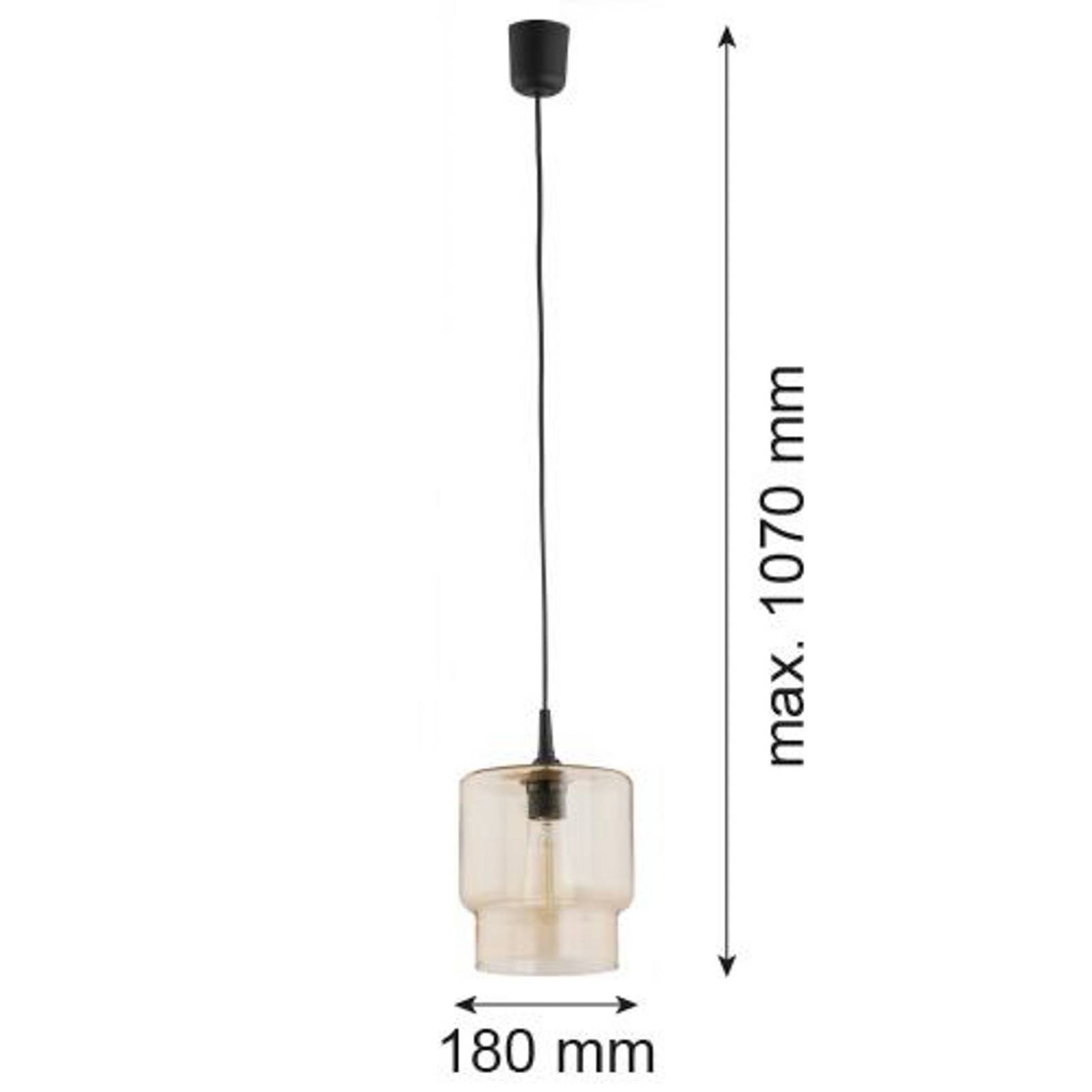 Szklana lampa wisząca Nesto, bursztynowa, Ø 18 cm, E27