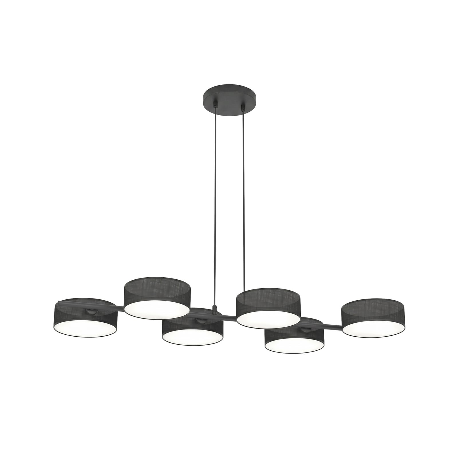 Hanglamp DRUMZ, zwart, lengte 100 cm, 6-lamps, textiel, E14 Hanglamp DRUMZ, zwart, lengte 100 cm, 6-lamps, textiel, E14