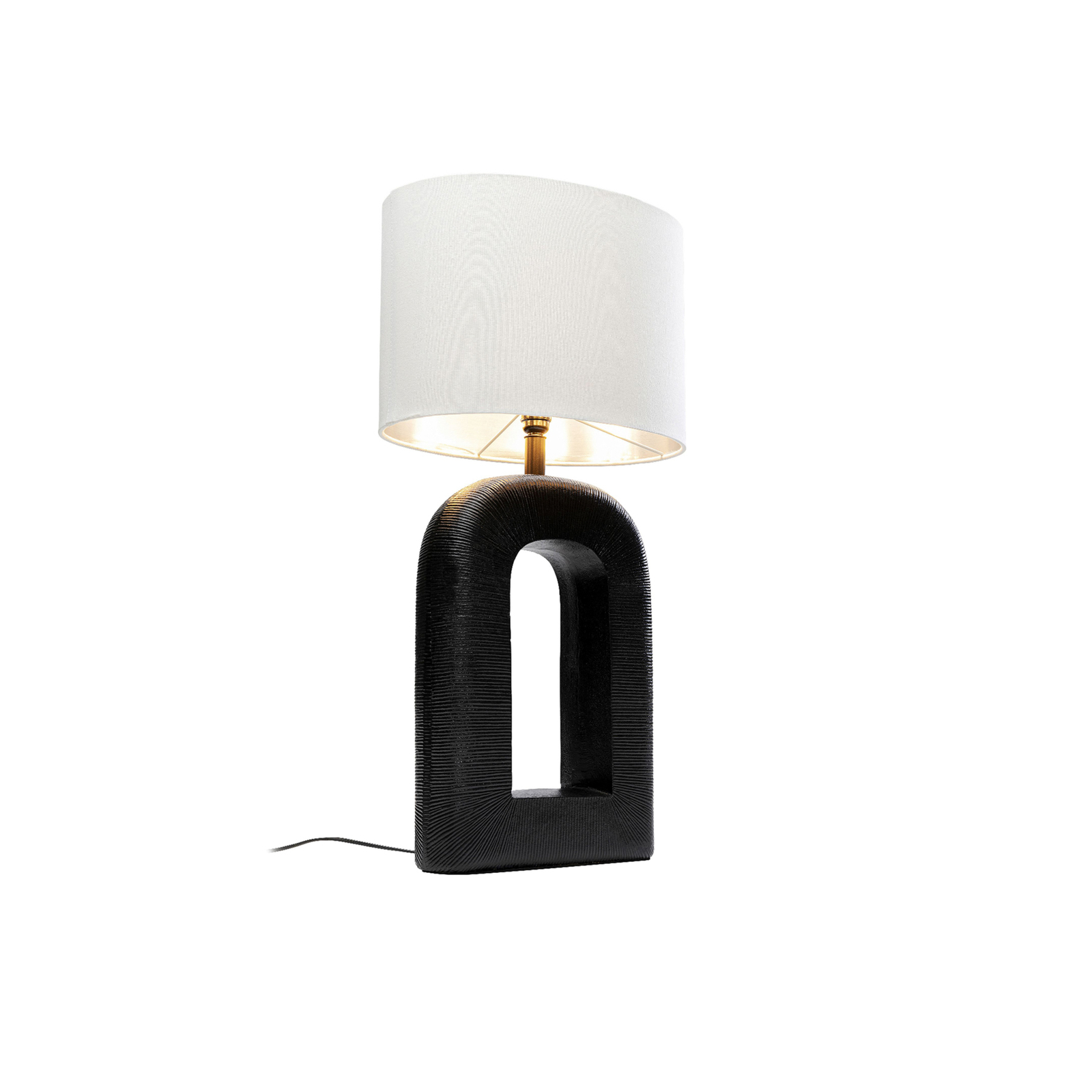 Kare Lámpara de mesa Tube, blanco/negro, tejido de lino, altura 79 cm