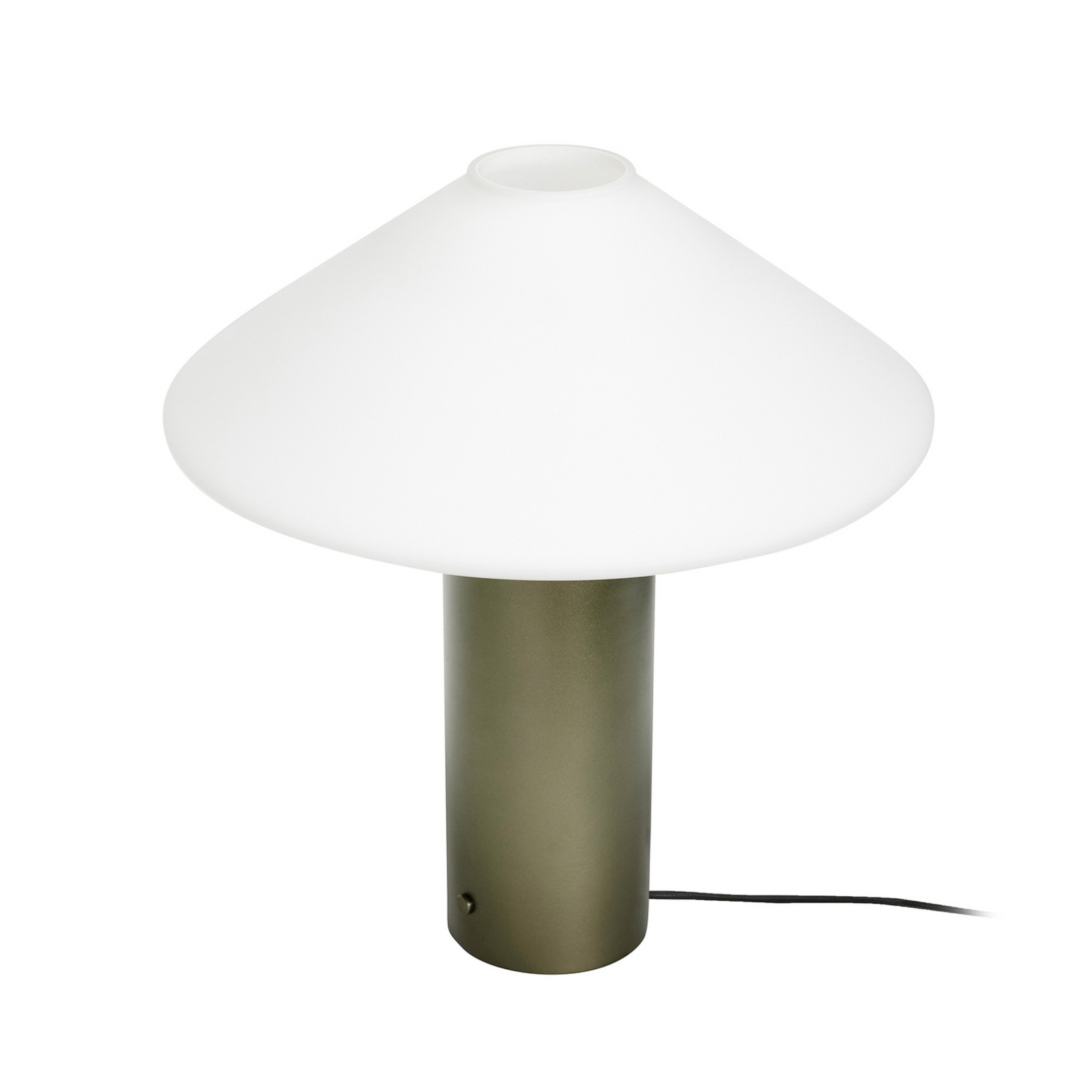 Lampada da tavolo Hübsch Orbit, verde scuro, bianco, ferro, vetro