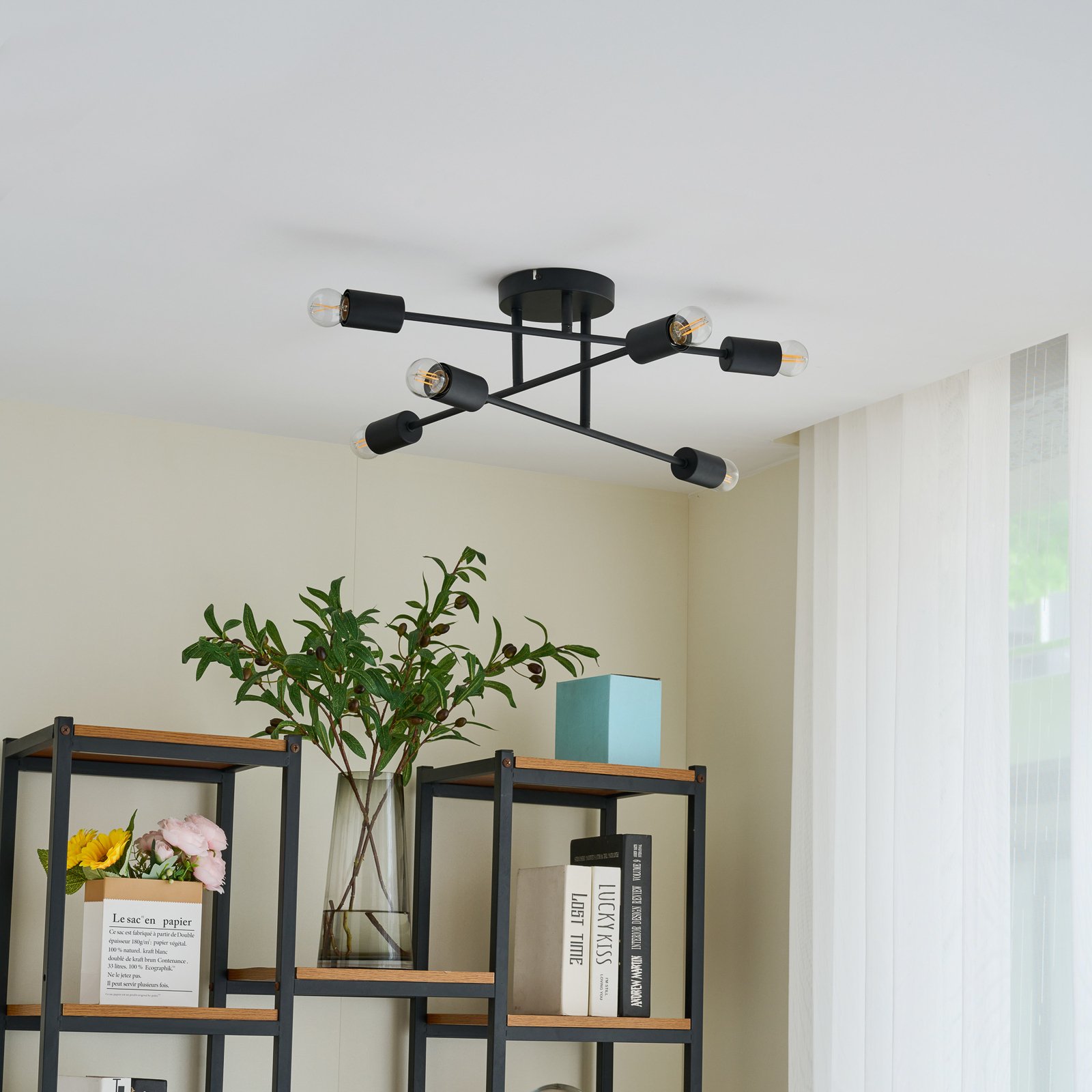 Estar 6 Ceiling Lamp Black - Lindby