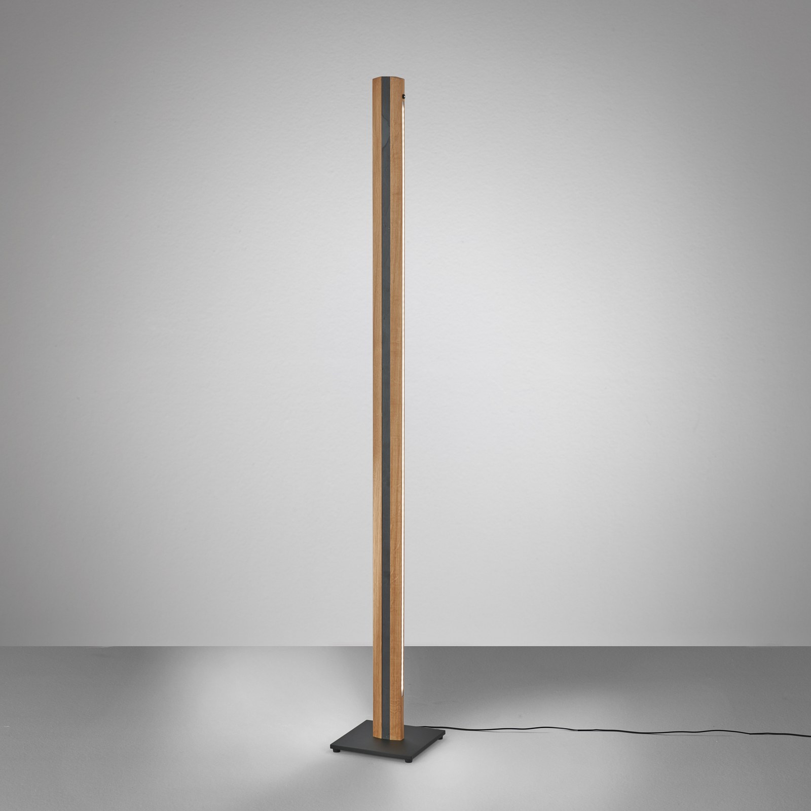 Stojacia lampa Quitani Elis LED, dub/čierna