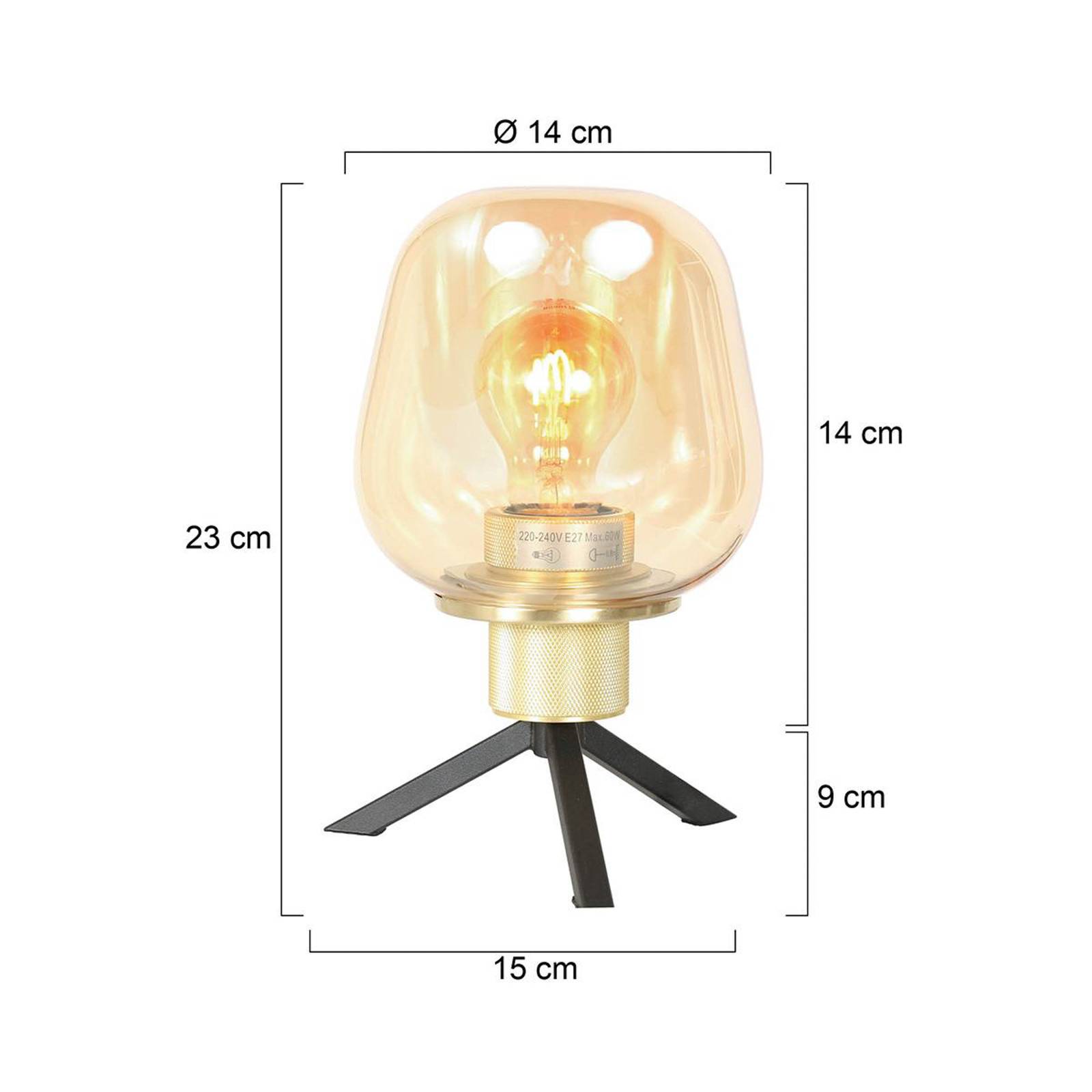 Steinhauer Bordslampa Reflexion Ø 14 cm mässingsfärgad glas