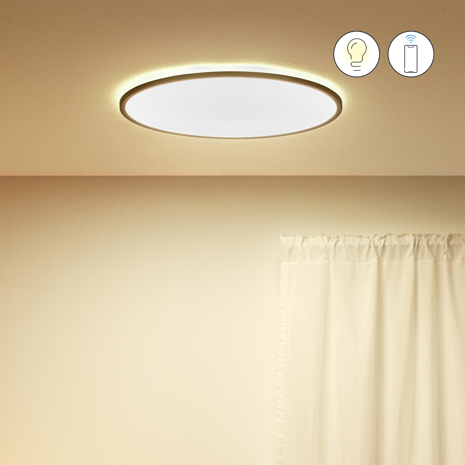 WiZ SuperSlim LED stropna svjetiljka CCT Ø55cm crna