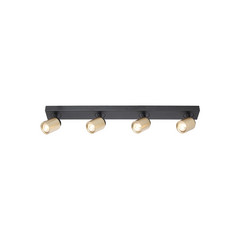 Razza downlight de techo, negro/oro, longitud 82 cm, 4 luces.