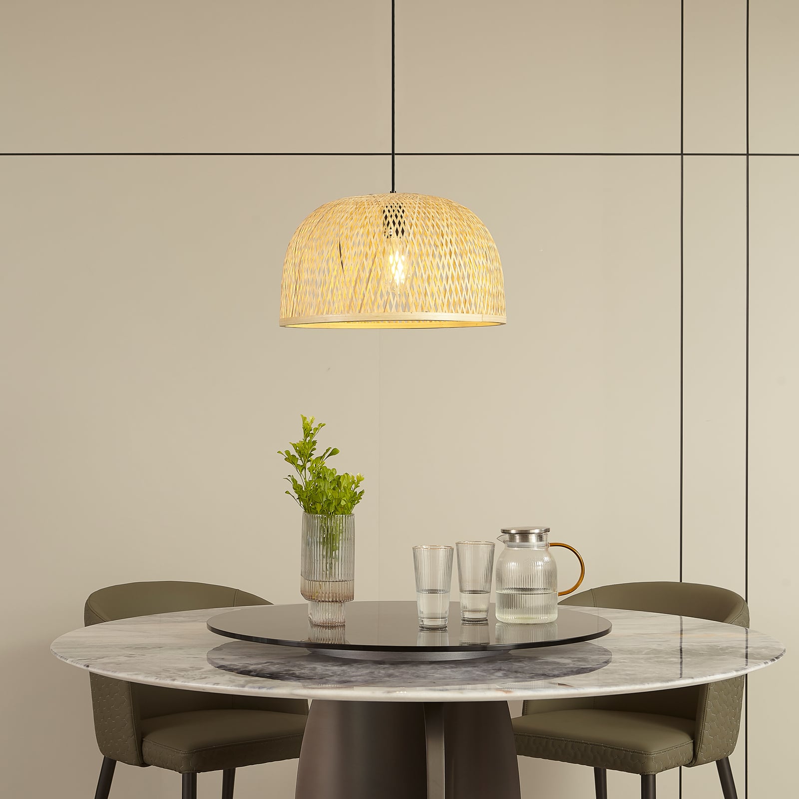 Lampa suspendată Dabila Ø45 Bamboo - Lindby Lampa suspendată Dabila Ø45 Bamboo - Lindby