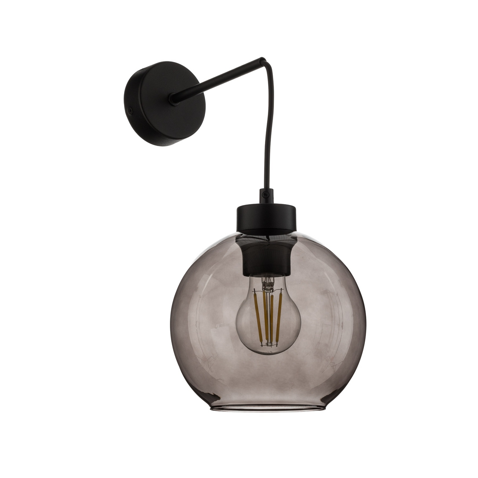 Lampa ścienna Cubus, czarna/dymnoszara, szkło, wysokość 30 cm, E27 Lampa ścienna Cubus, czarna/dymnoszara, szkło, wysokość 30 cm, E27